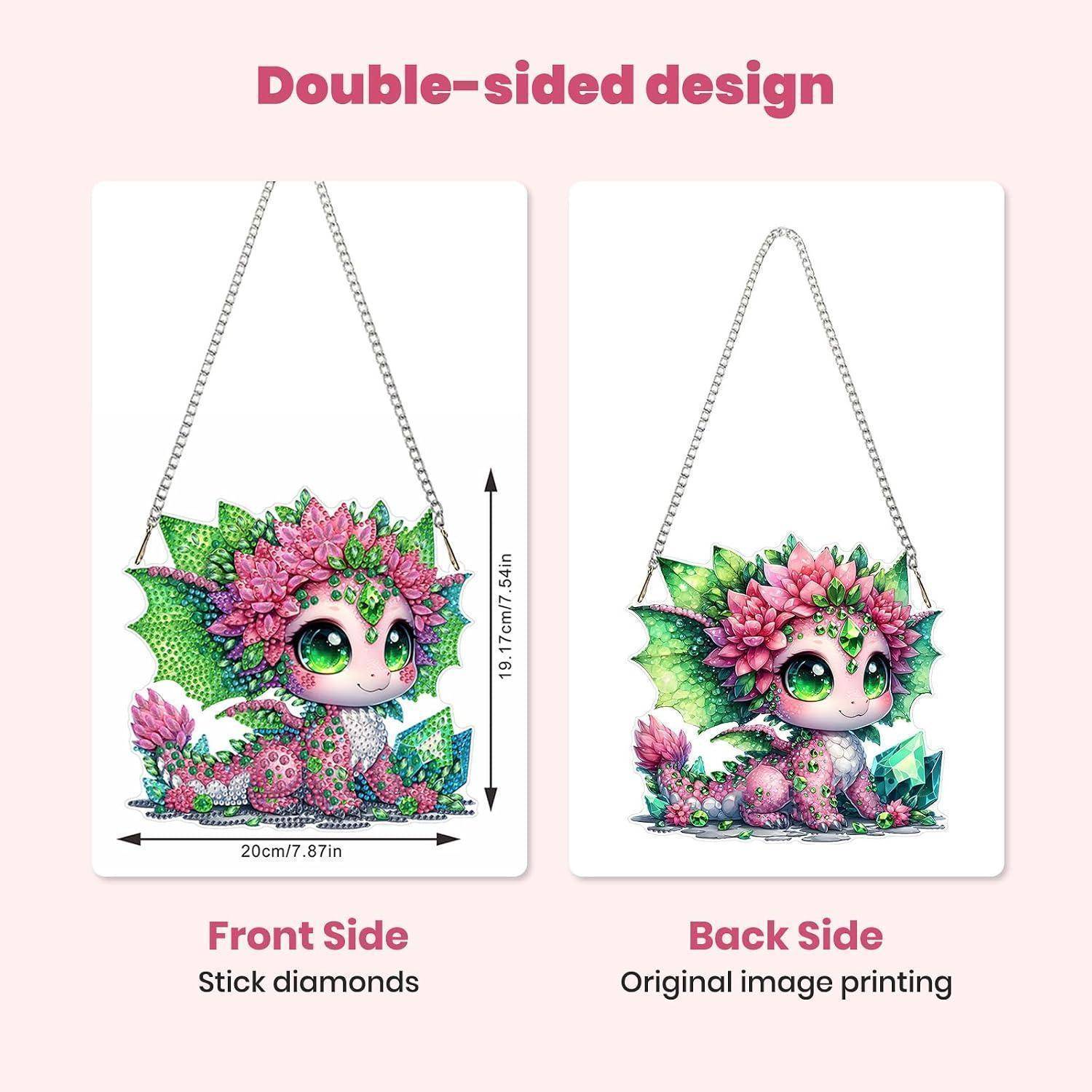 Vergleichsgrafik mit einer floralen Cartoon-Hängdekoration mit 