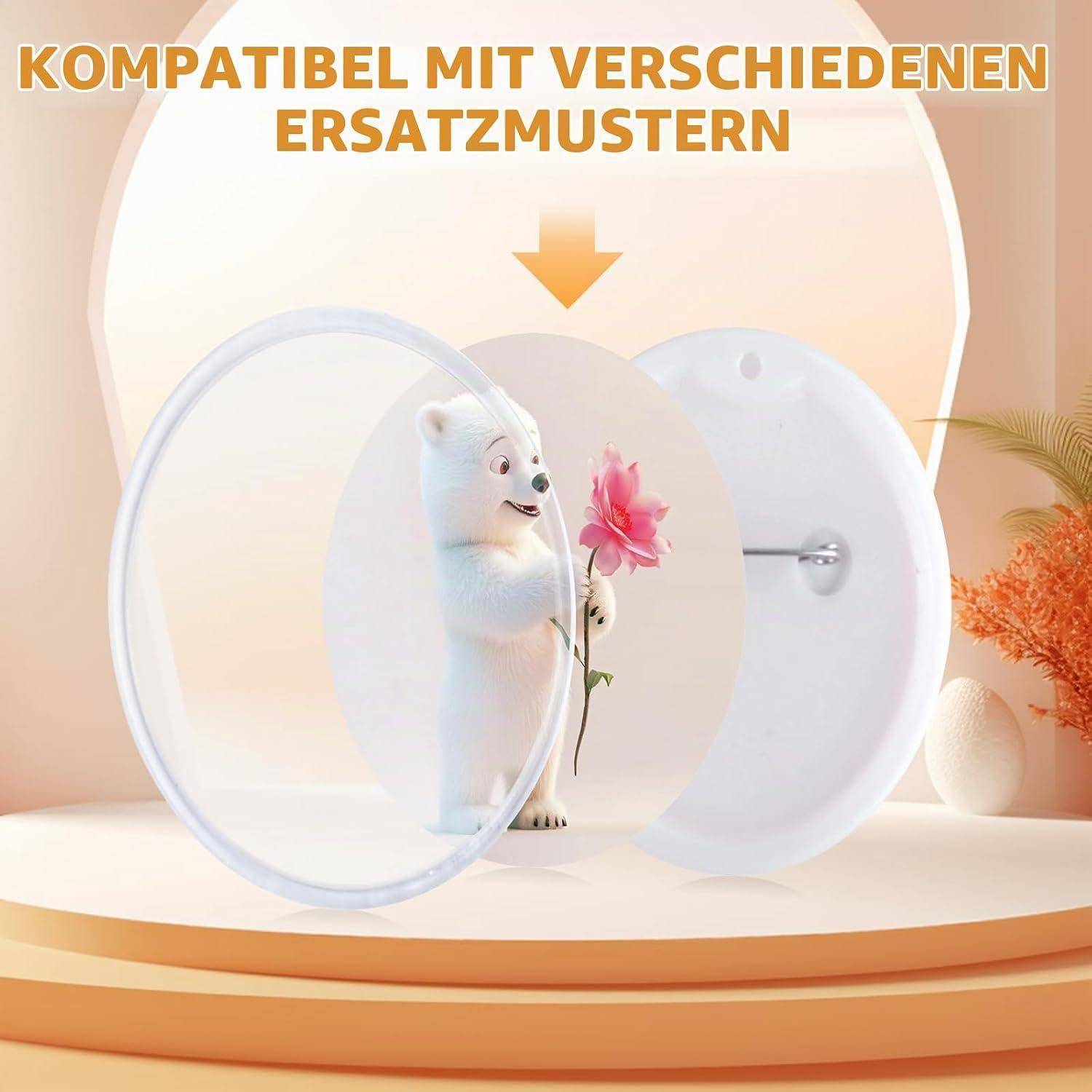 Buttonmaschine 35+55 mm – DIY Button Maker Set, Bastelset für Kinder, Rosa