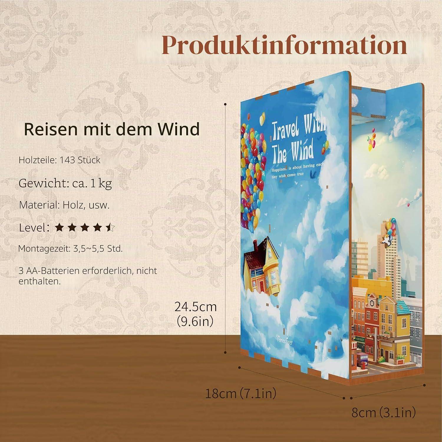 Produktinformation für das Holzpuzzle „Reisen mit dem Wind