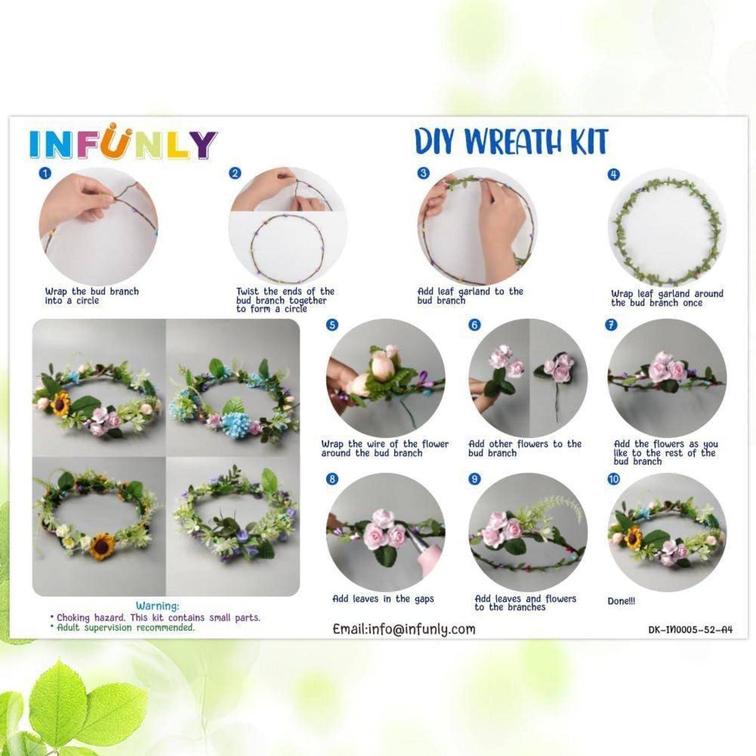 INFUNLY DIY Blumenkronen Bastelset - Handgefertigtes Kranz Set für Blumenkronen Girlanden - Machen Sie Ihren Eigenen Blumenkranz Kopf Haar