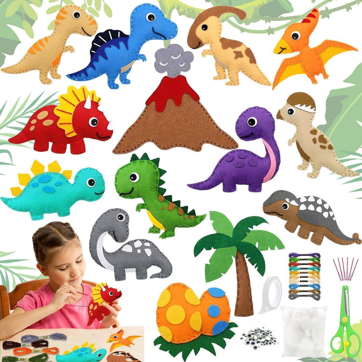 TZEKING 14 Stück Nähset für Kinder,Animals Sewing Kit,Tiere Nähen Bastelset,Nähset Kinder Tierformen,Filztiere Nähspass,Tierformen Filz Bastelse