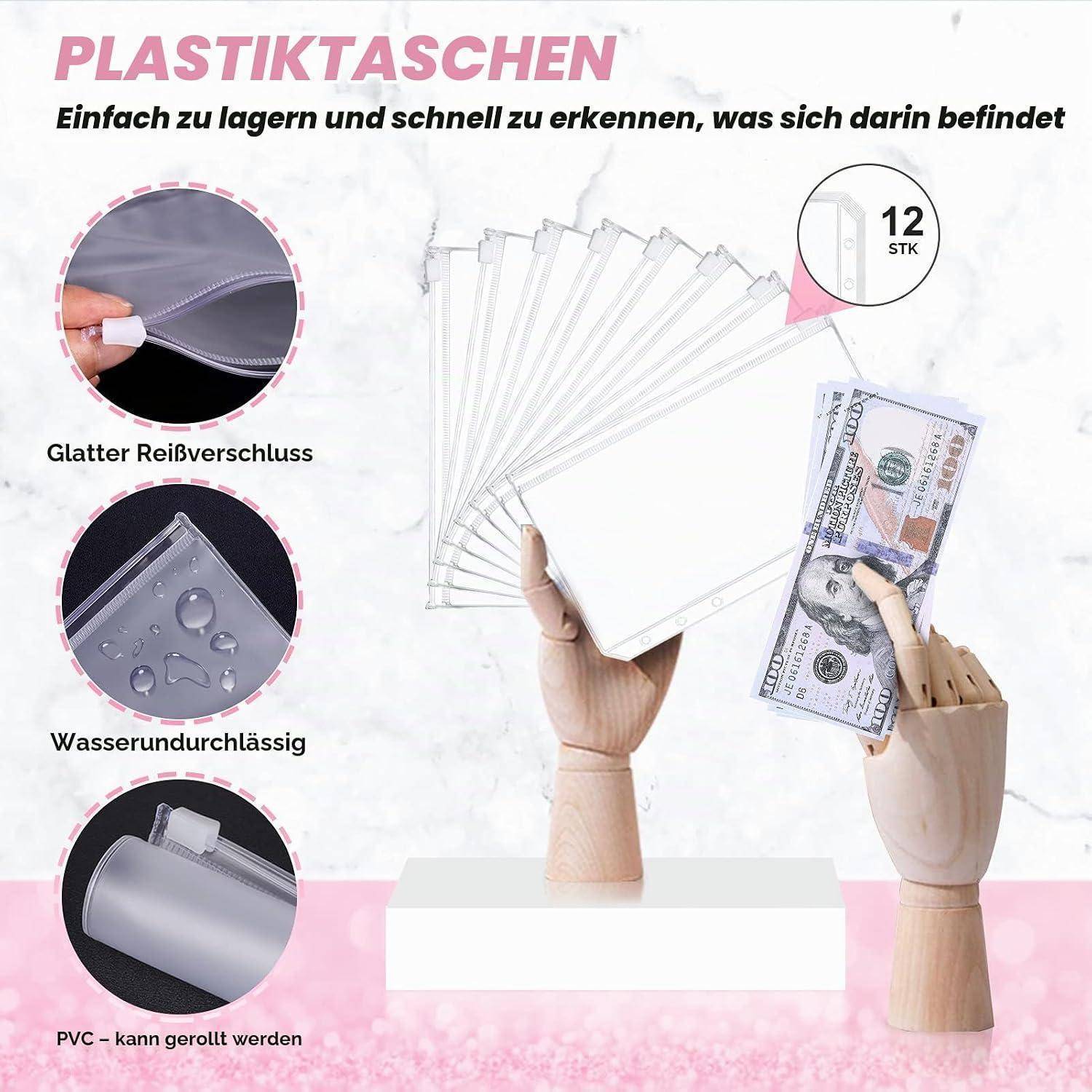 Budget Planner Budget Binder A6, Budgetplaner Geld Organizer mit Weiche Tasche, TAOPE Budget Binder Notizbuch A6 Cash Stuffing, 6 Löcher Budget