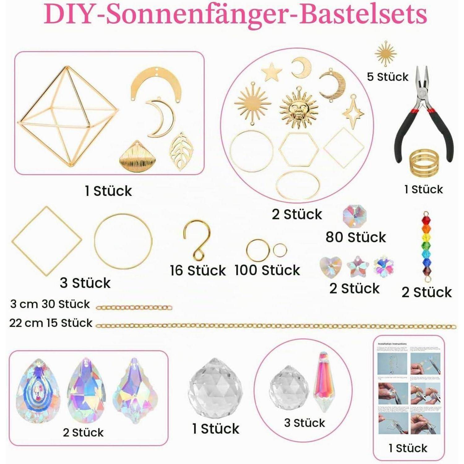 Acidea Sonnenfänger Kristall Bastelset, 400 Stück Sonnenfänger Bastelset Erwachsene, DIY Kristall Handwerk Prisma hängende dekorative Regenbogen-M