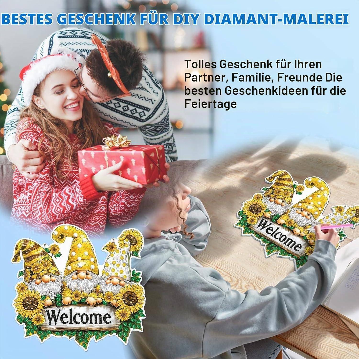 Lxmsja 5D Diamond Painting Anhänger Gnome, Diamond Painting Fensterbilder Beidseitig für Erwachsene Kinder, Bastelset Kreativ Set, Hängend Ornament