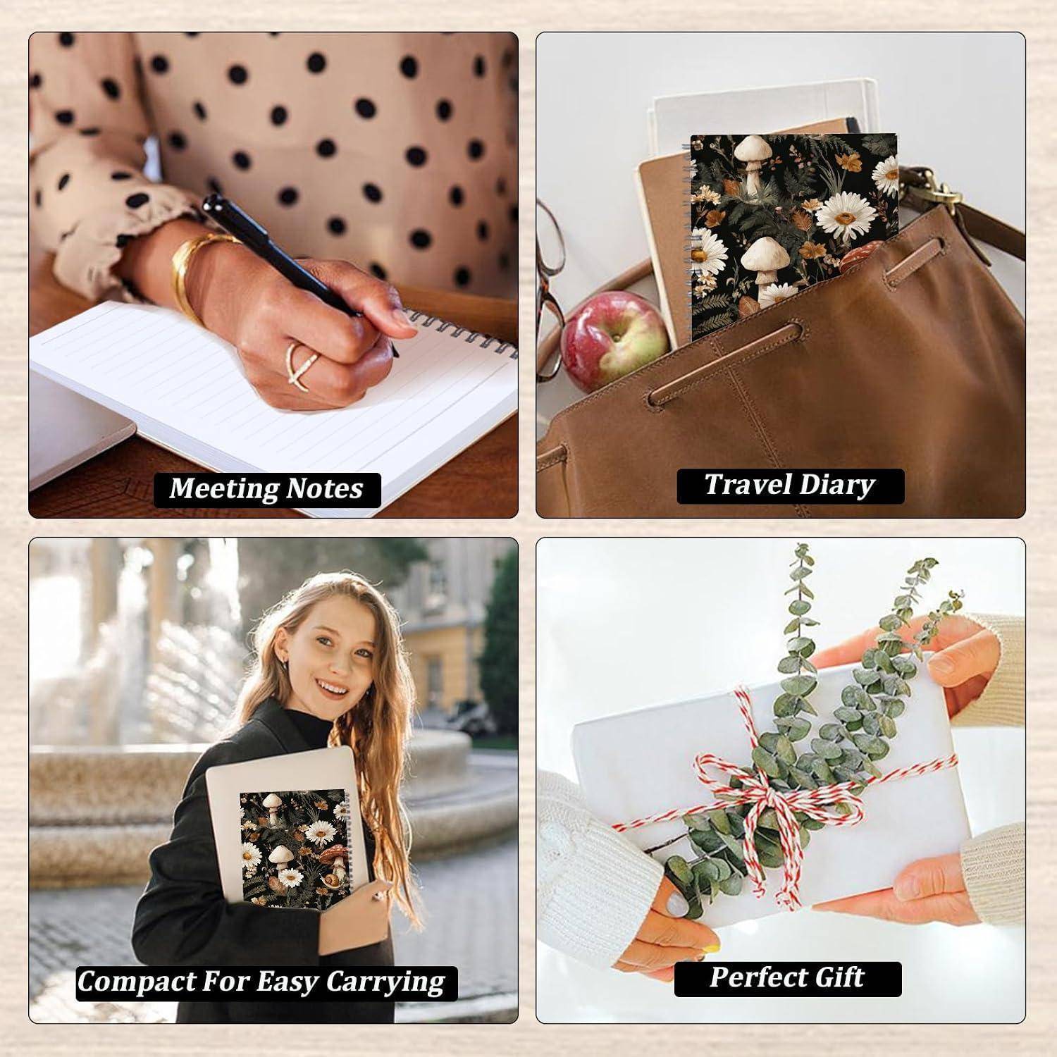 Vierteiliges Promotions-Collage eines Notizbuchs: 