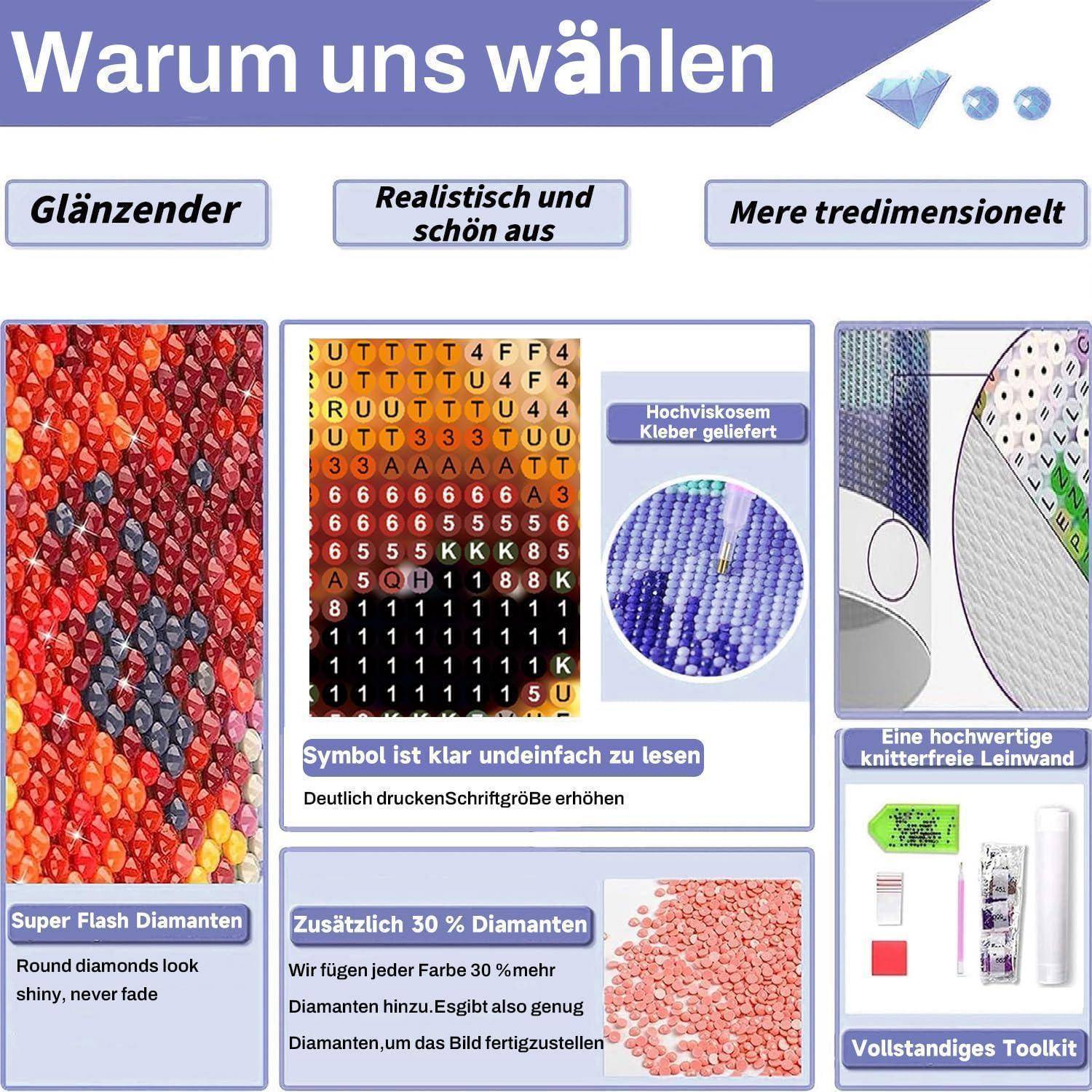 WEMEON 3 Stück Diamond Painting Erwachsene, 5D Diamond Painting Disko, DIY Diamant Painting für Anfänger and Wohndekoration 30x40cm Disko01