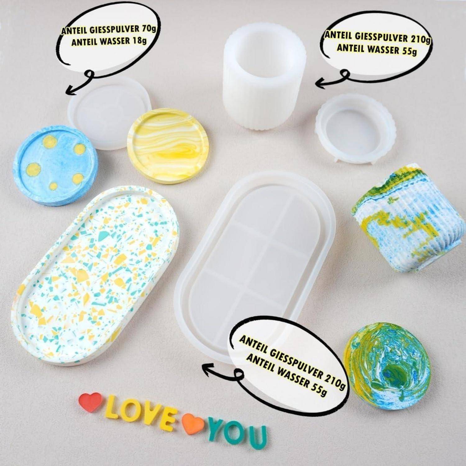 Wealike Gießpulver Bastelset DIY-Komplett Set mit Silikonformen, Farben | Kreativ Basteln für Kinder & Erwachsene, Geschenk Mädchen, Souvenir Baste