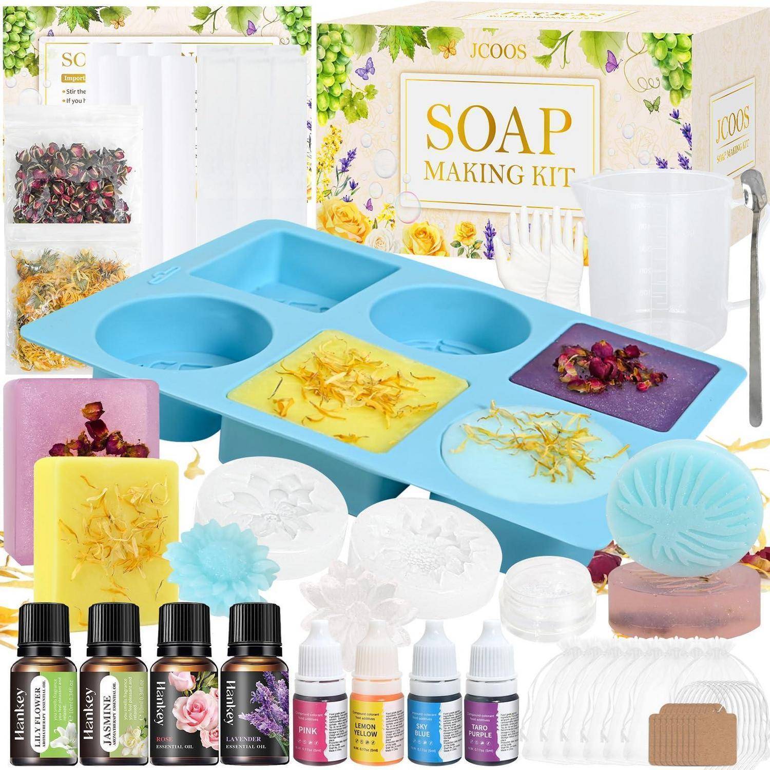 Vezerd Seife Selber Machen, Kreative Bastelset Erwachsene DIY Set | Seifenherstellung mit Seifenform und Rohseife, Badebomben Seifen Soap Making