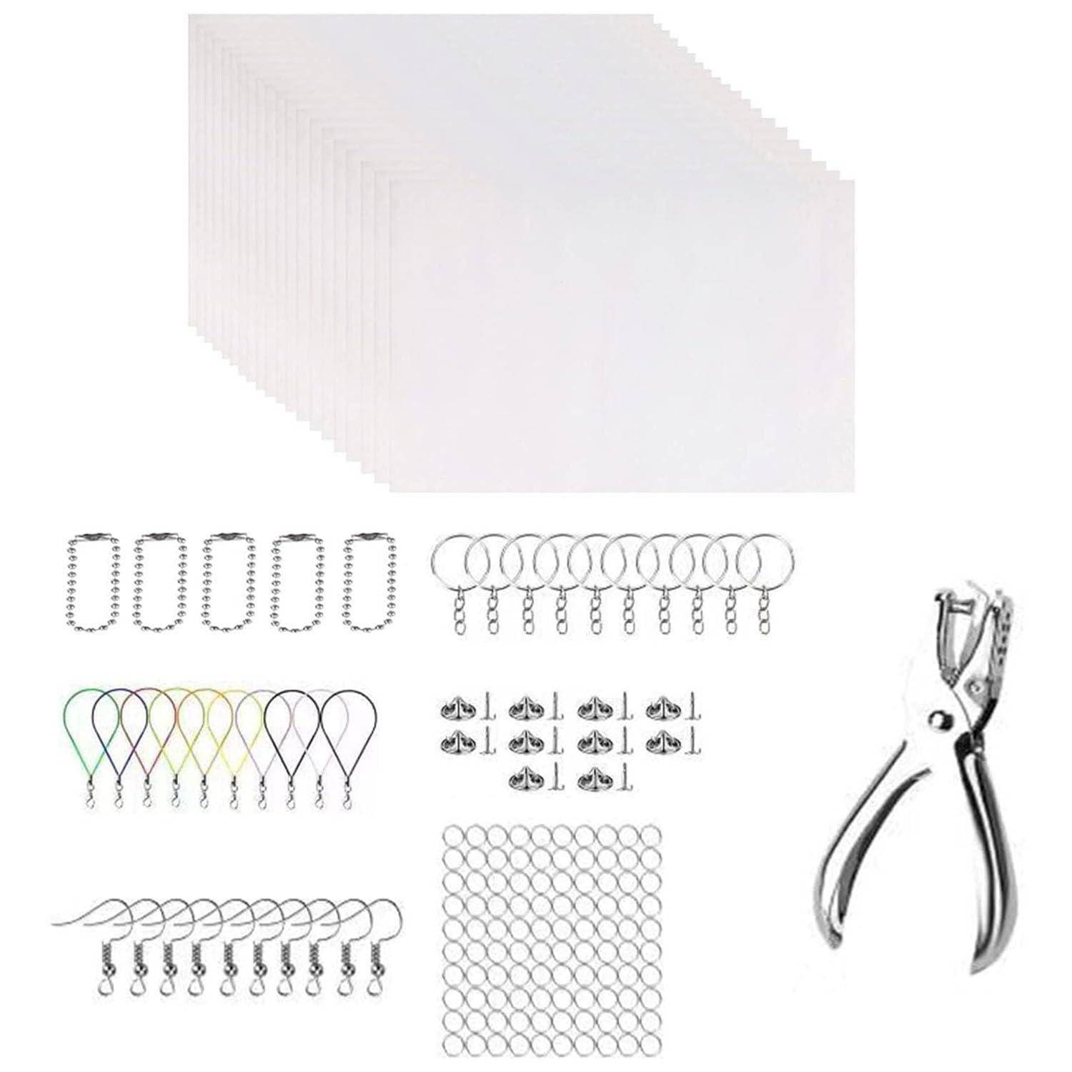 SUNANFBEST Schrumpffolie Set, 20 Stück A5 Blatt leere Schrumpffolienset Schrumpffolien Set Schrumpffolie Basteln zum Bastelset shrink plastic DIY