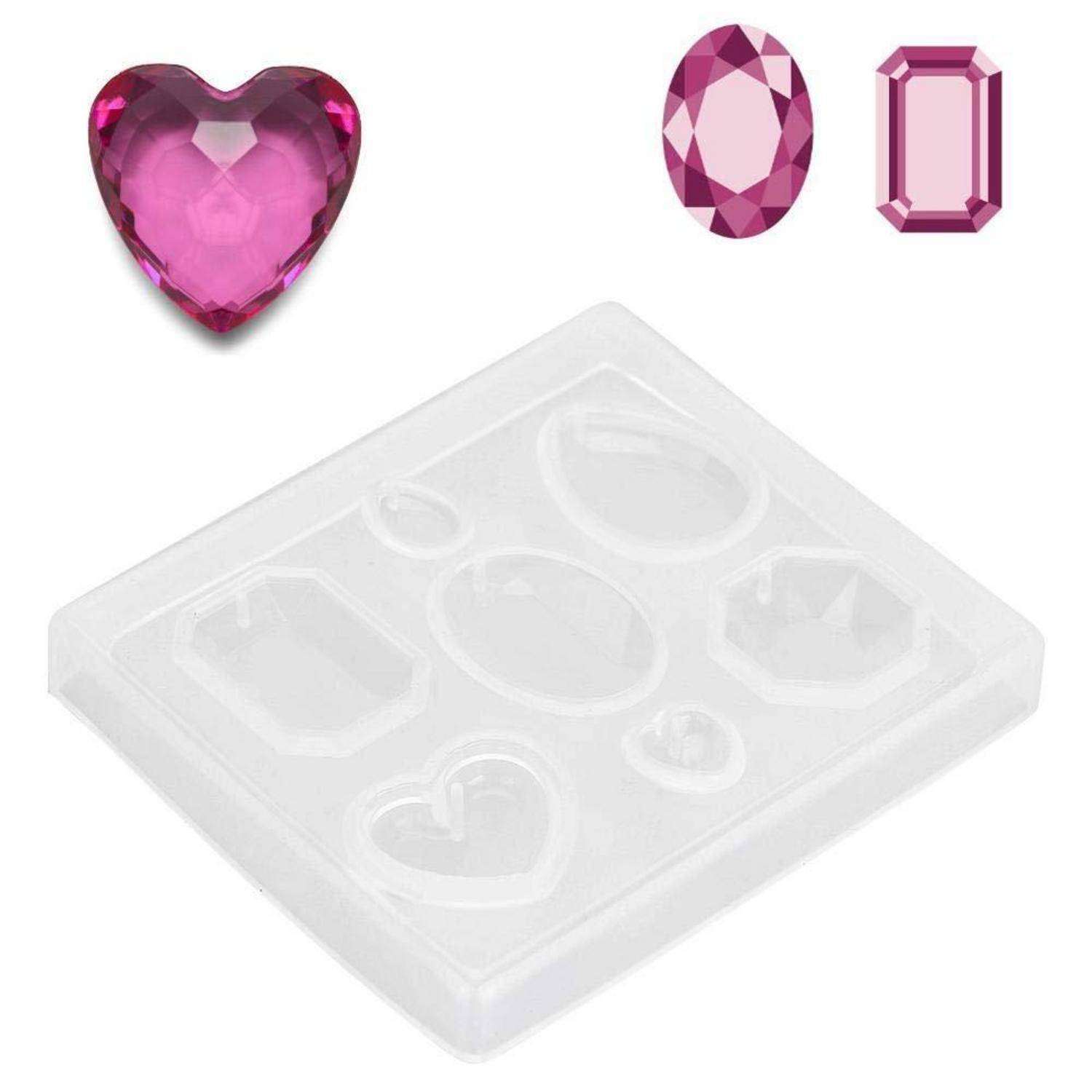 Gießformen für Schmuck, transparente Silikonform mit facettierten Edelsteinen für Schmuck zum Basteln, Schmuckherstellung, Bastelset, Armband, Schl