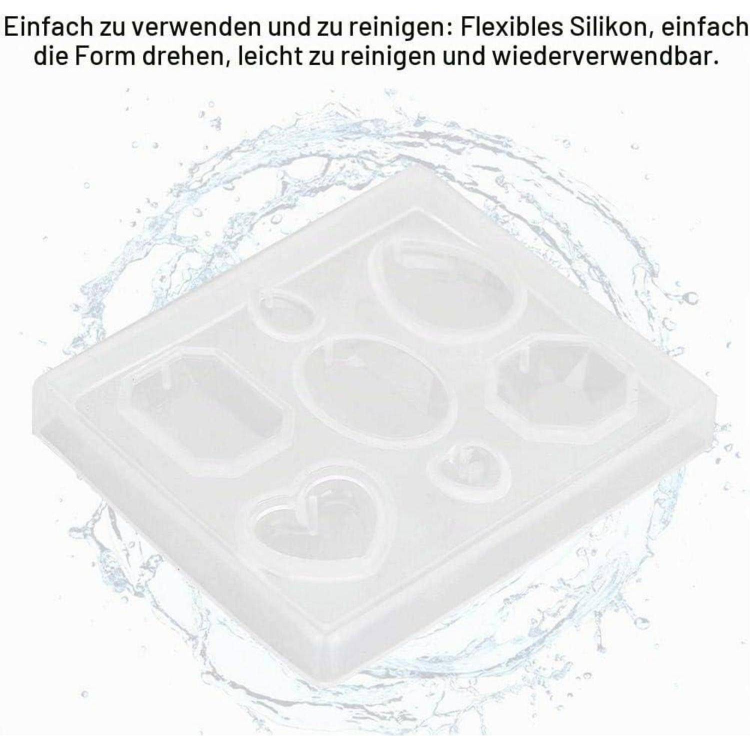 Gießformen für Schmuck, transparente Silikonform mit facettierten Edelsteinen für Schmuck zum Basteln, Schmuckherstellung, Bastelset, Armband, Schl