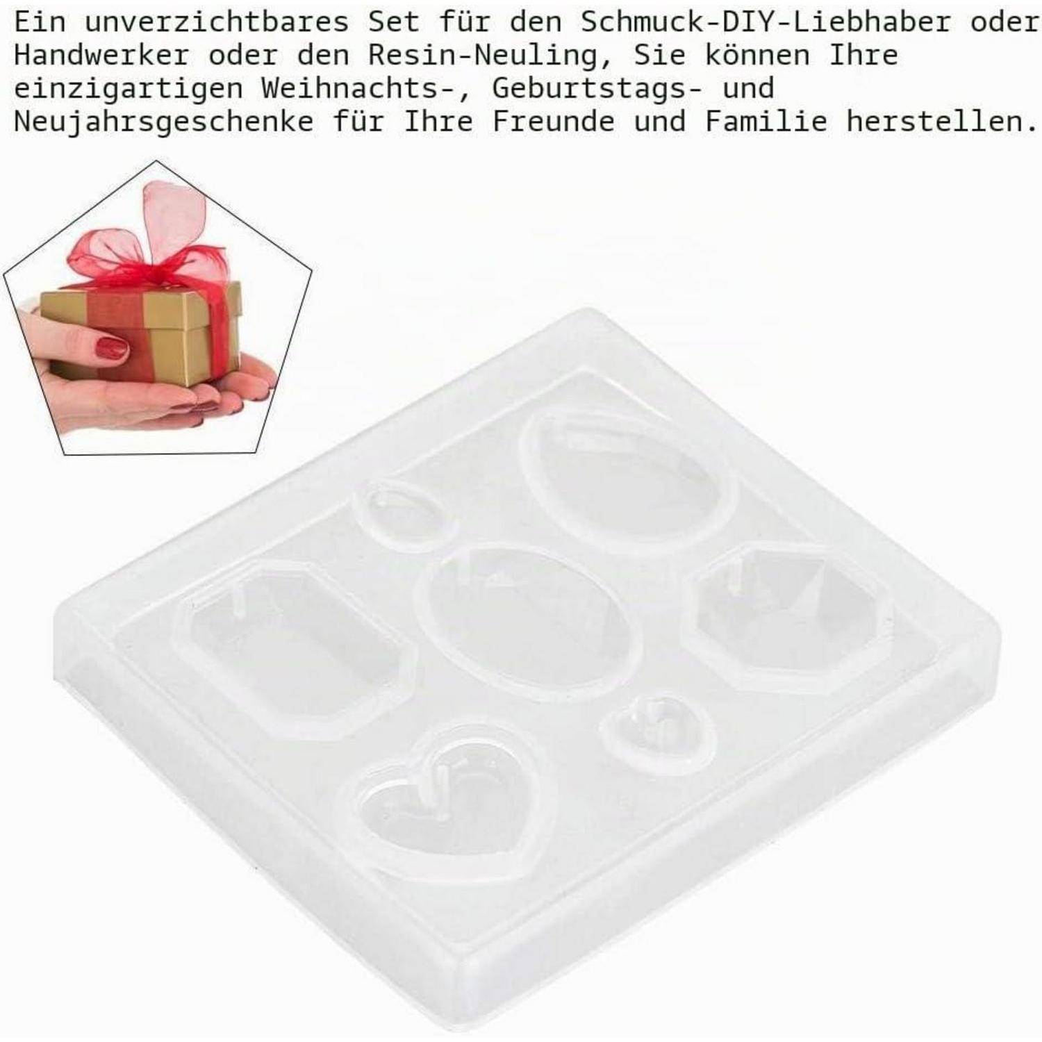 Gießformen für Schmuck, transparente Silikonform mit facettierten Edelsteinen für Schmuck zum Basteln, Schmuckherstellung, Bastelset, Armband, Schl