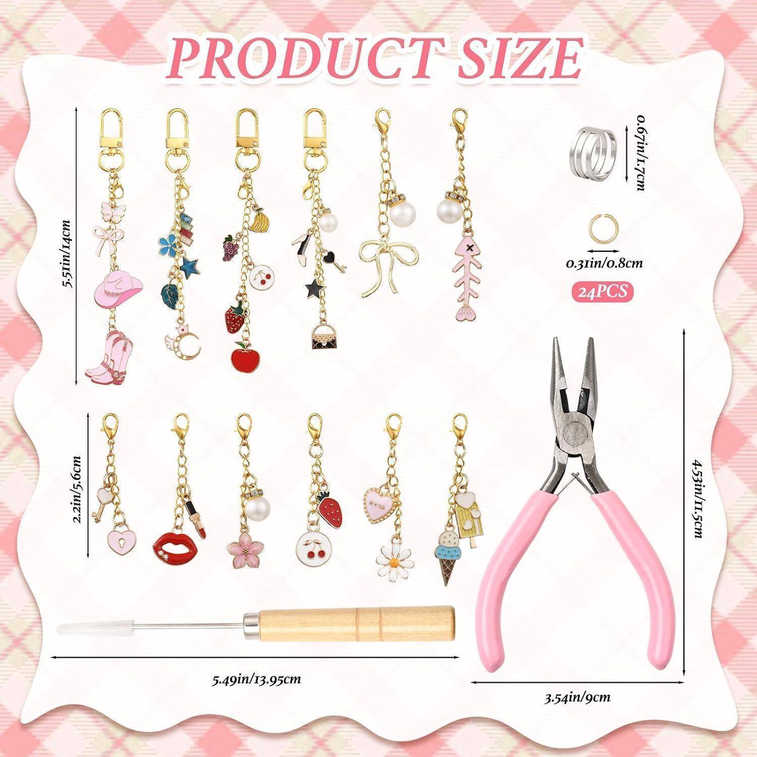 BEEFLYING Lipgloss AnhäNger SchlüSselanhäNger Bastelset, 12 Stk Niedlichem | Selber Machen Set Perlen SchlüSselanhäNger TaschenanhäNger Set Keyc