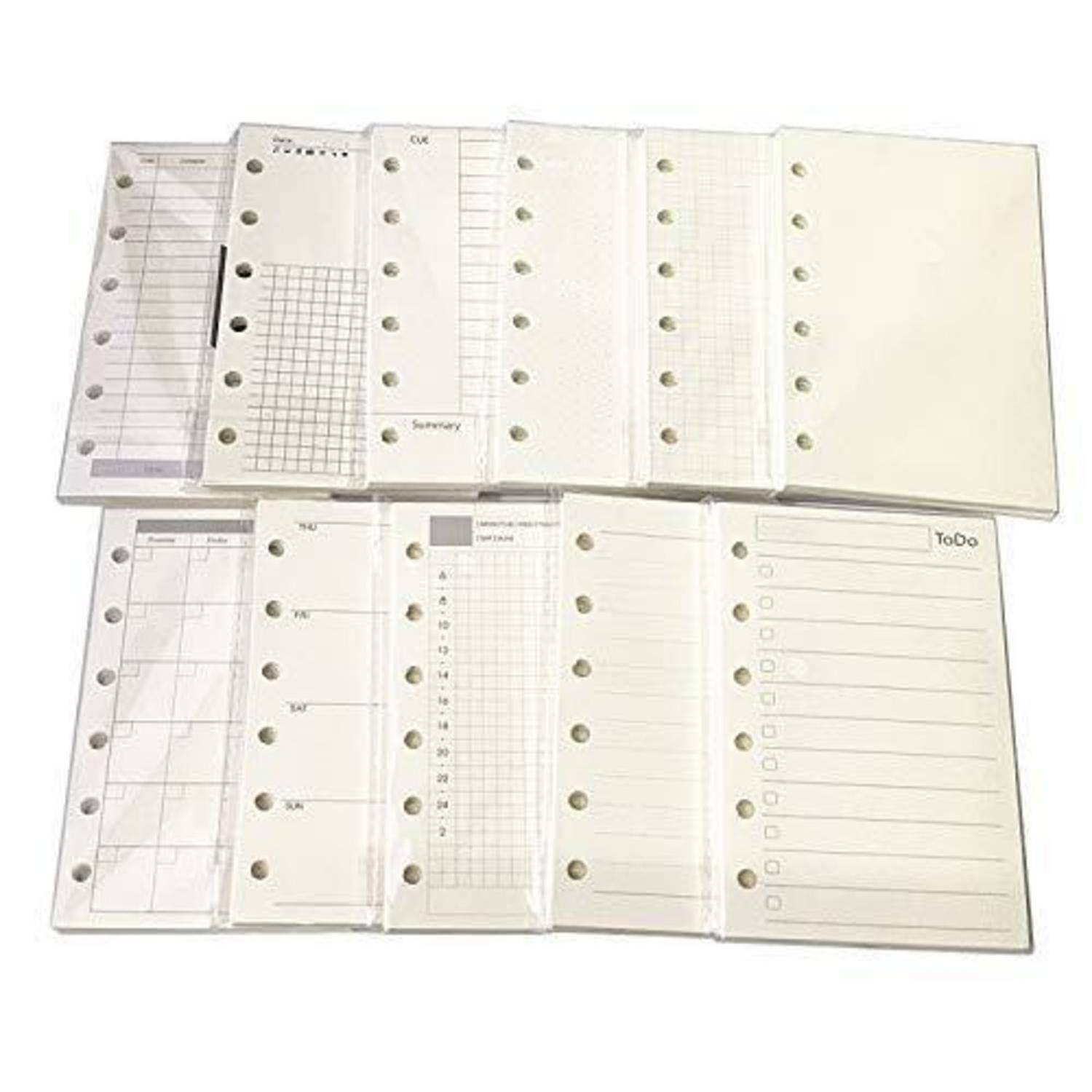 A7 Planner Inserts for 11 Packs, A7 Agenda Refill, 100 gsm Thicker Paper/4.84 x 3.23'', 45 Sheets(90 Pages) per Pack, 11 Designs Included, for