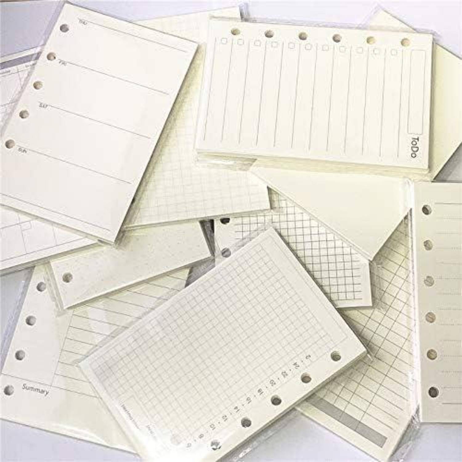 A7 Planner Inserts for 11 Packs, A7 Agenda Refill, 100 gsm Thicker Paper/4.84 x 3.23'', 45 Sheets(90 Pages) per Pack, 11 Designs Included, for