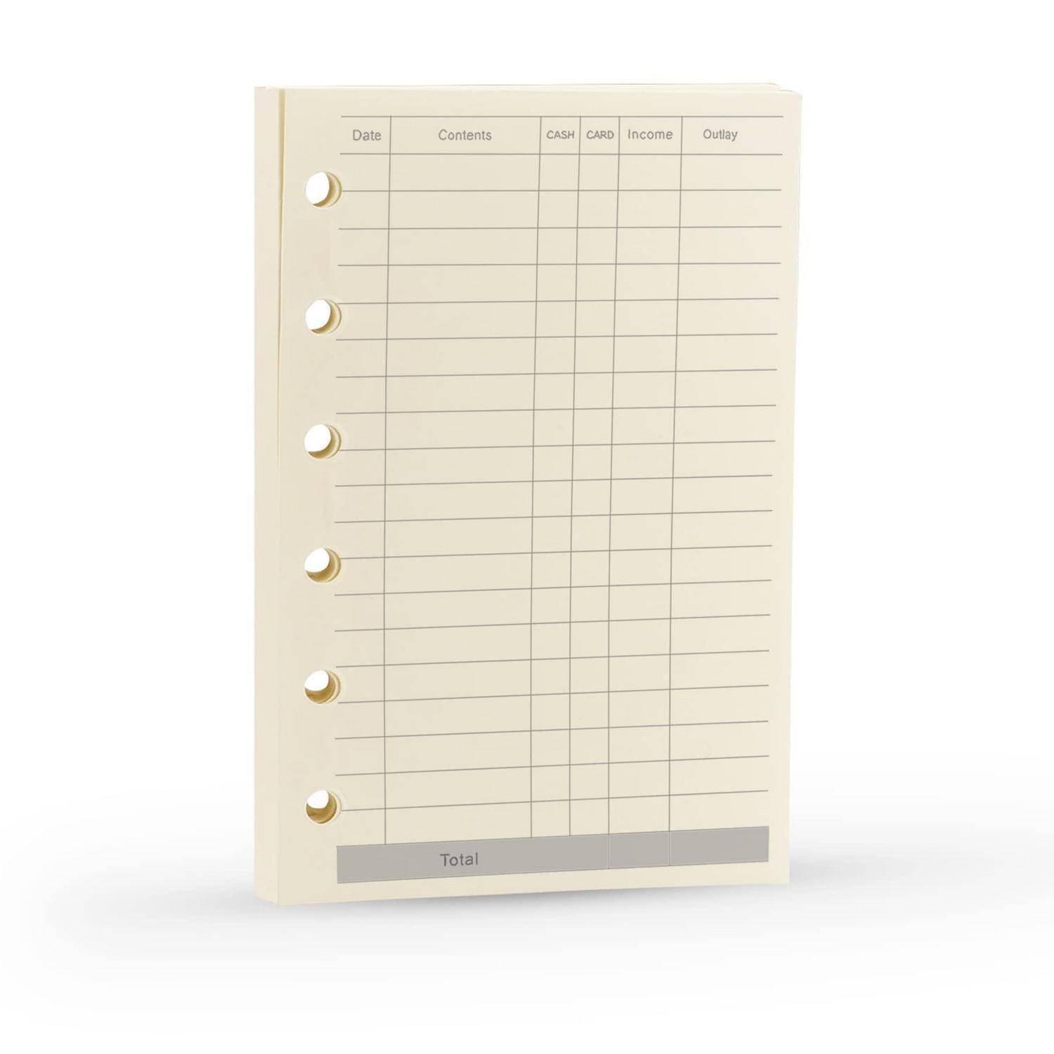 A7 Planner Refill, A7 Agenda Refill Paper Finance Records for 6 Rings Filofax, Accounting Design Inserts, 6 Holes/100gsm,Pocket Size 4.84 x 3.23''