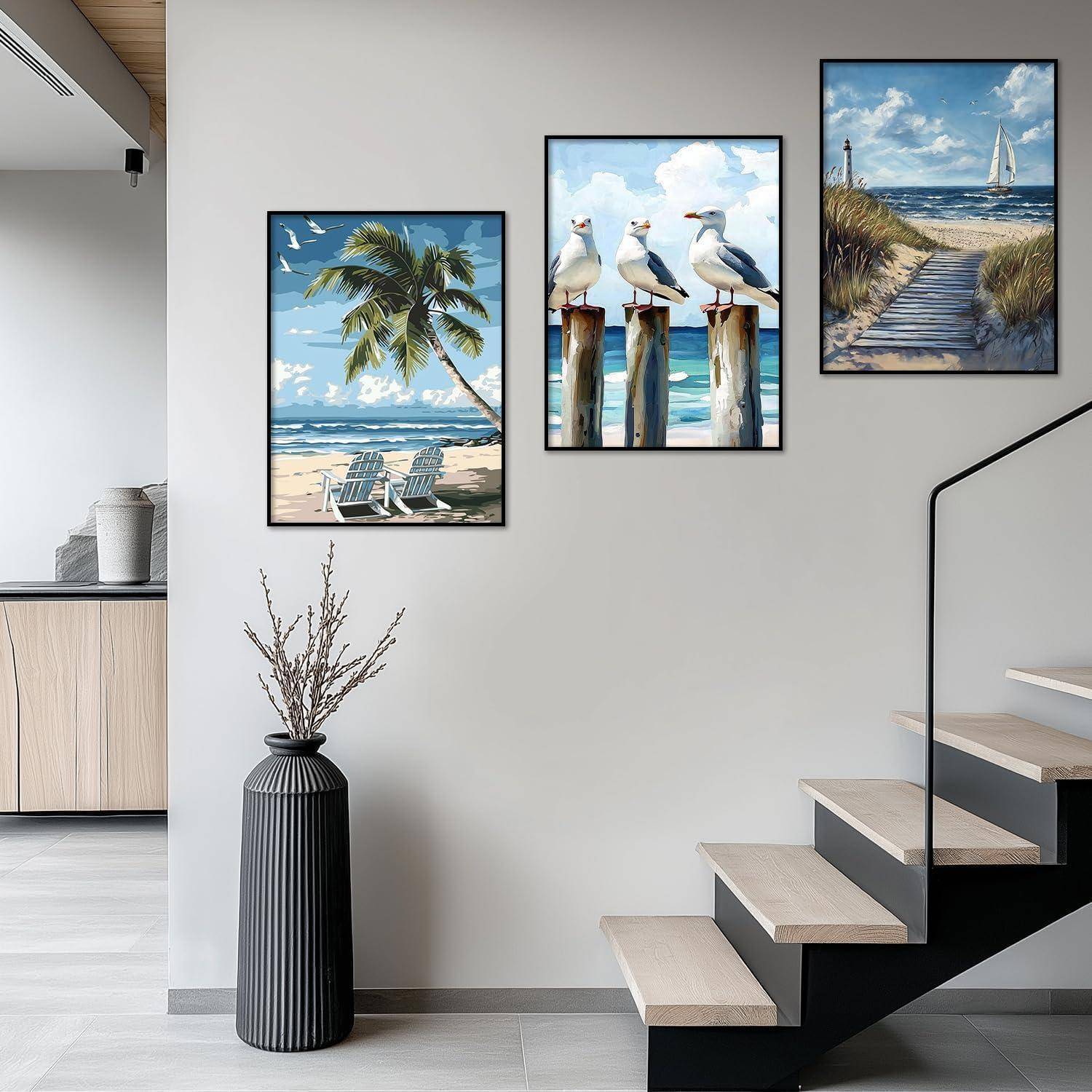 Yaostarart Strand Diamond Painting Erwachsene 3er Set,5D Diamond Painting,landschaft Diamant Painting Mosaik Bastelset Erwachsene für Wohnkultur und
