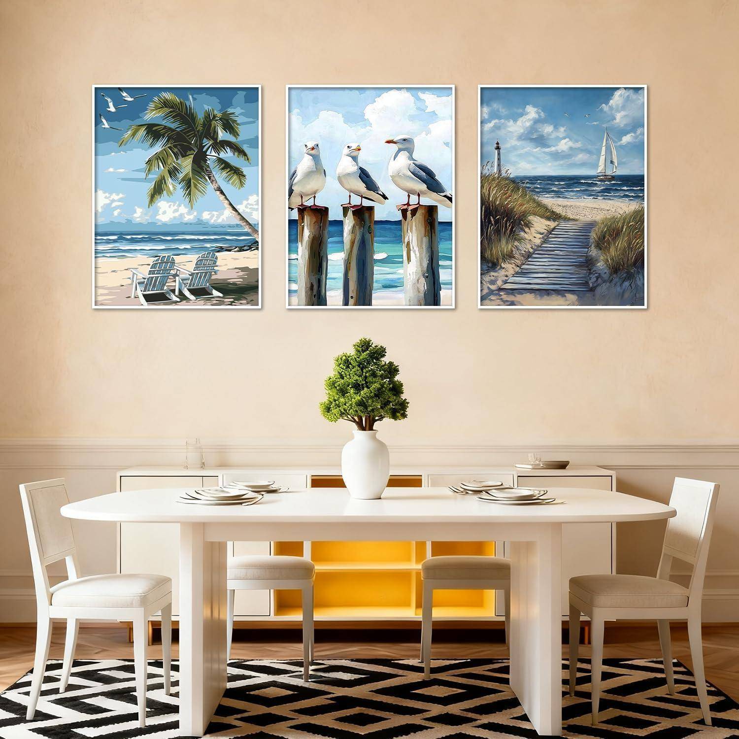 Yaostarart Strand Diamond Painting Erwachsene 3er Set,5D Diamond Painting,landschaft Diamant Painting Mosaik Bastelset Erwachsene für Wohnkultur und