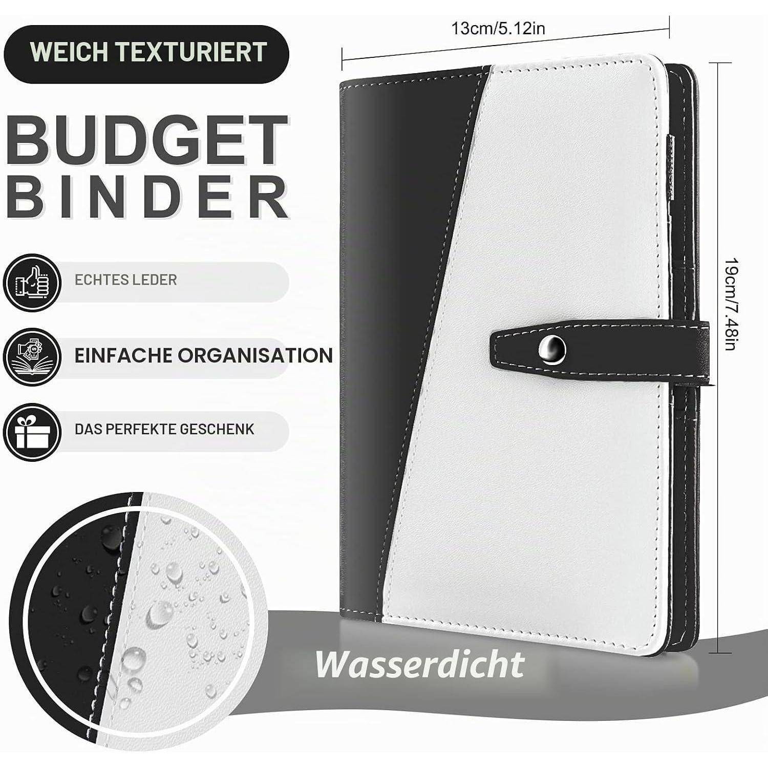 Budget Planner Budget Binder A6, Budgetplaner Geld Organizer mit Weiche PVC Tasche, TAOPE Leder Budget Binder Notizbuch A6 Cash Stuffing, 6 Löcher