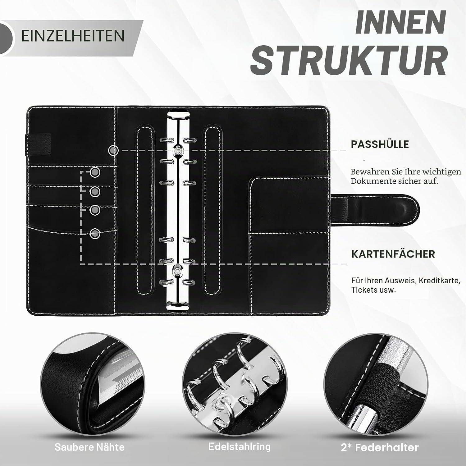 Budget Planner Budget Binder A6, Budgetplaner Geld Organizer mit Weiche PVC Tasche, TAOPE Leder Budget Binder Notizbuch A6 Cash Stuffing, 6 Löcher