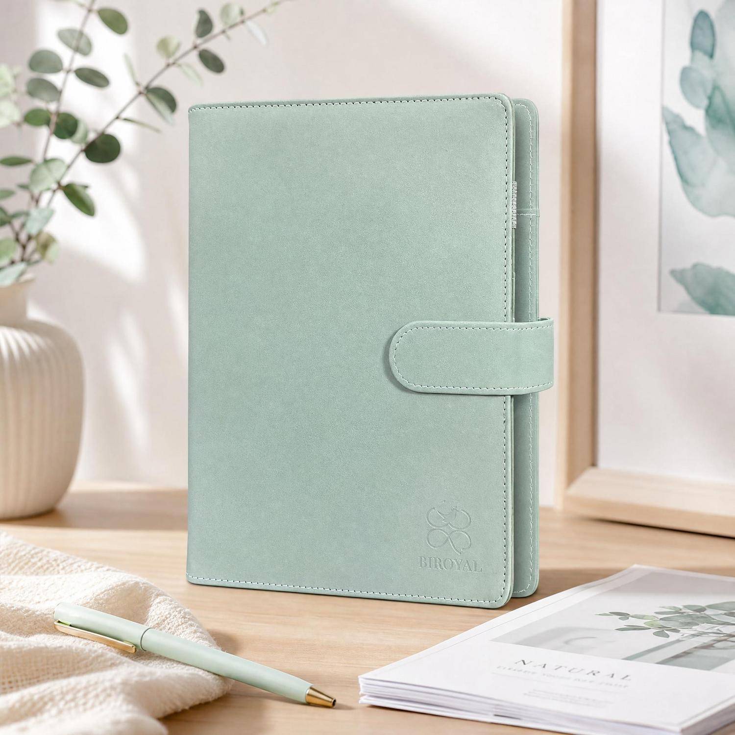 Notizbuch Ringbuch A5 Nachfüllbar, Ringordner A5, Budget Binder Organizer, 6 Loch - PU-Leder, Magnetverschluss, Übersichtliche Fächer, Für Schule
