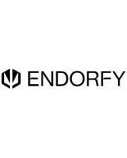 Schwarzes Endorfy-Logo auf weißem Hintergrund, mit geometrischem Symbol und dem Wort „ENDORFY