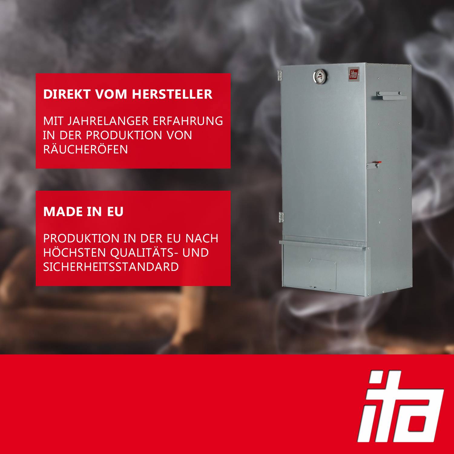 Räucherschrank direkt vom Hersteller mit Qualitätsmerkmal „Made in EU