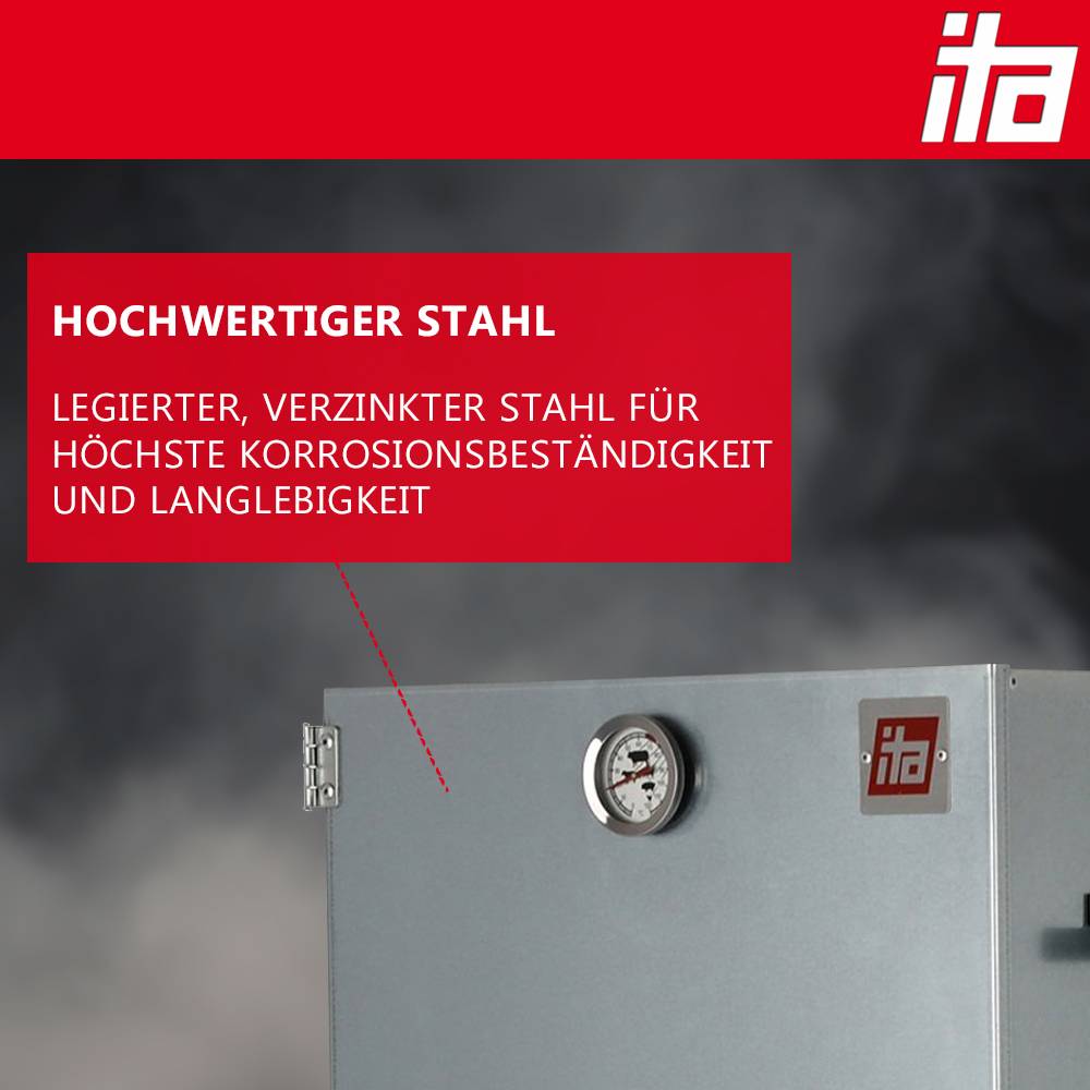 Stahlschrank für industrielle Anwendungen mit Messinstrument und „ita