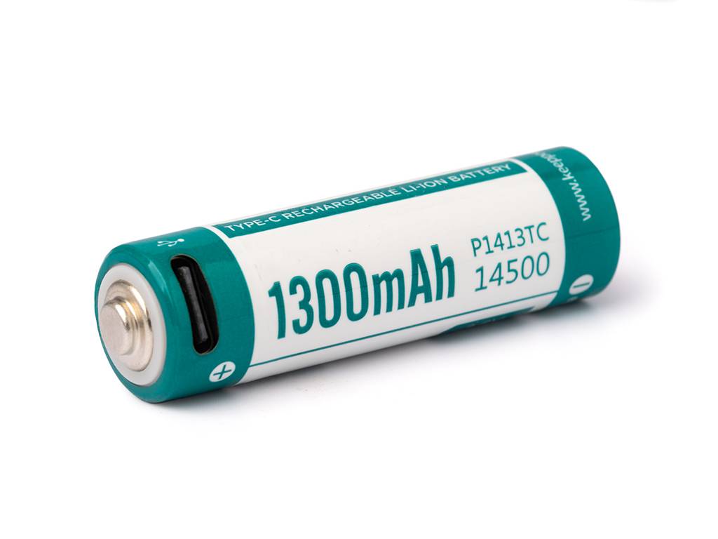 Grün-weiße wiederaufladbare 14500-Lithium-Ionen-Batterie mit der Bezeichnung „1300mAh