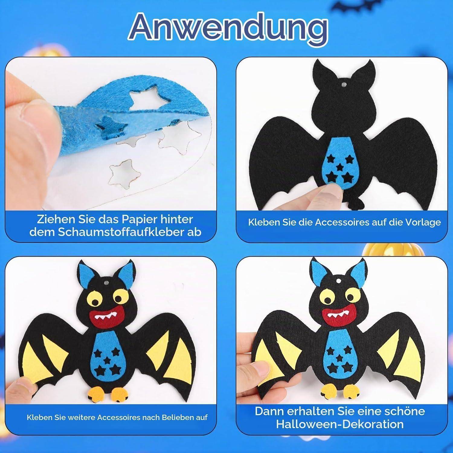 SULOLI 12 Stück Bastelsets für Kinder,Fledermaus Kreativsets zum Basteln,DIY Bastelhandwerk,Herbst Kunsthandwerk für Junge Mädchen Party Bastelarb