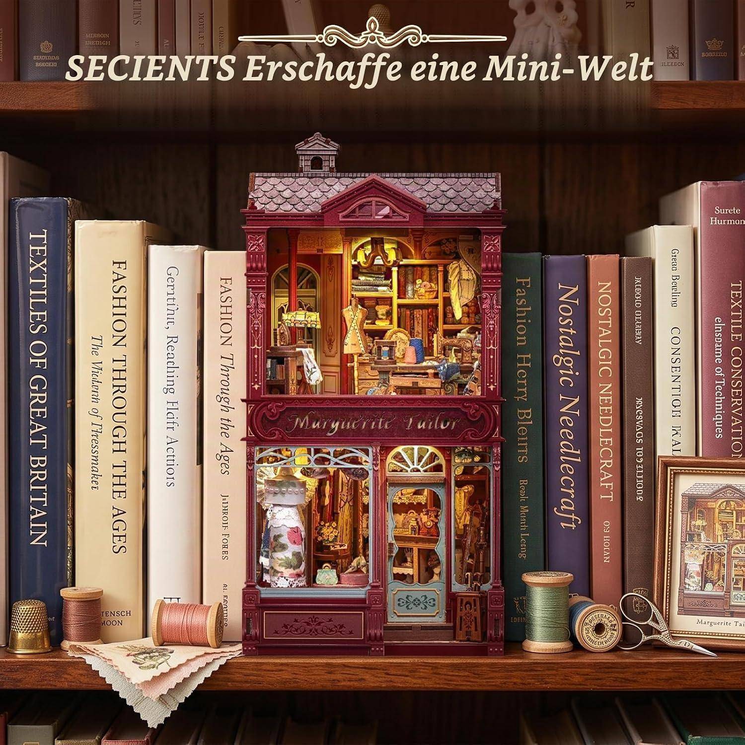 Miniatur-Schneiderei-Diorama mit der Bezeichnung „Muguette Tailor
