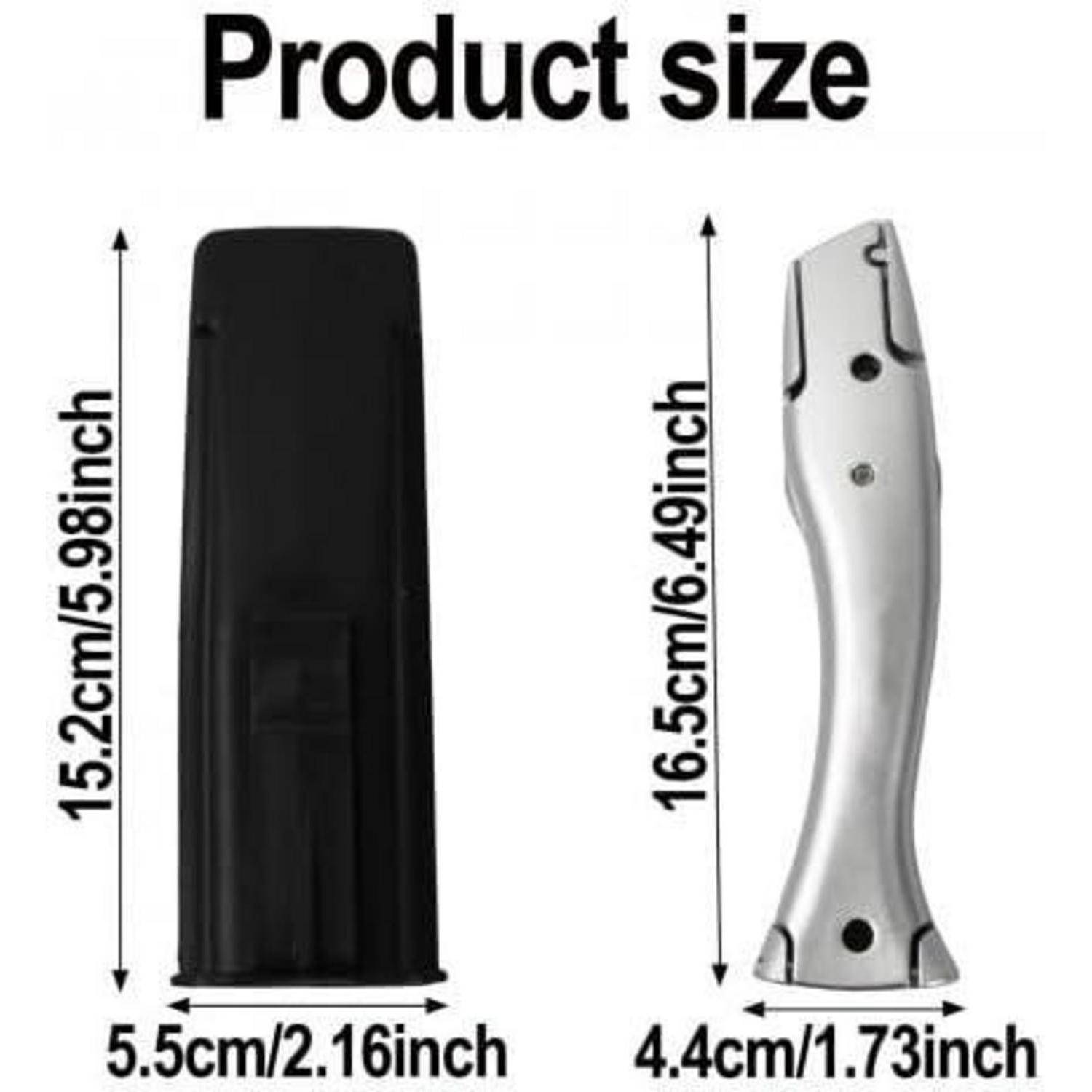Produktgrößendiagramm mit einem schwarzen Akku und silbernem Griff: schwarzes Pack ist 15,2 cm hoch und 5,5 cm breit; Griff ist 16,5 cm hoch und 4,4 cm breit.