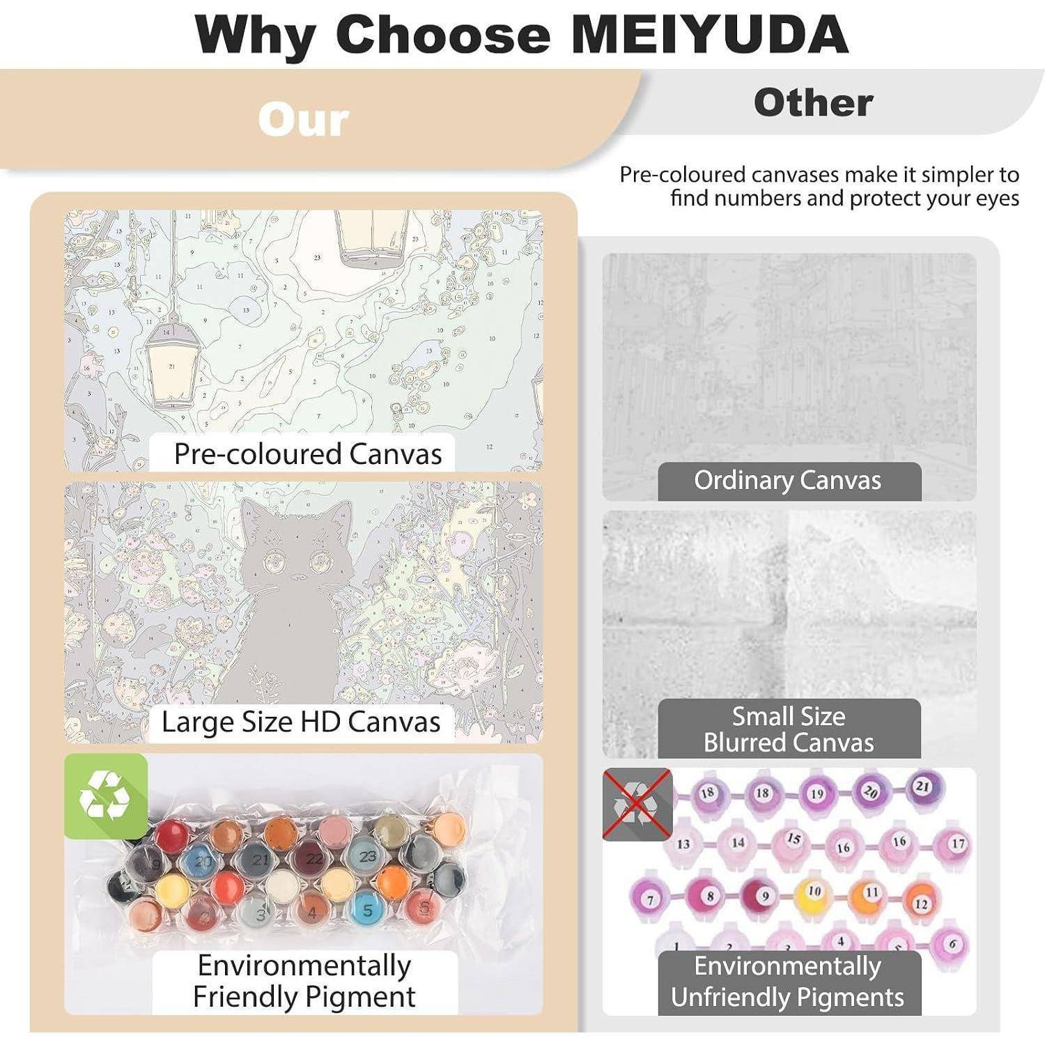 Vergleichsgrafik mit dem Titel „Warum MEIYUDA wählen