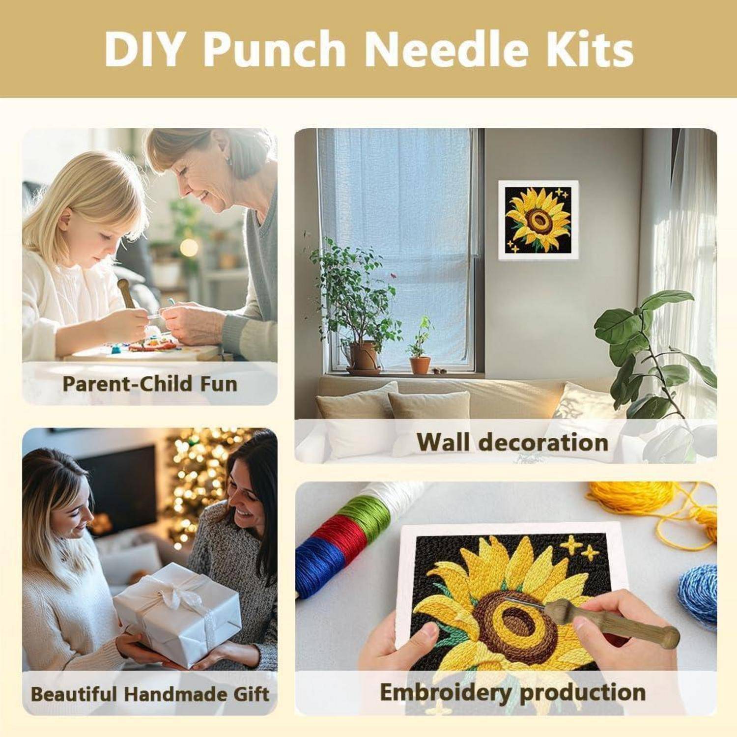 Collage mit dem Titel „DIY-Punchnadel-Sets