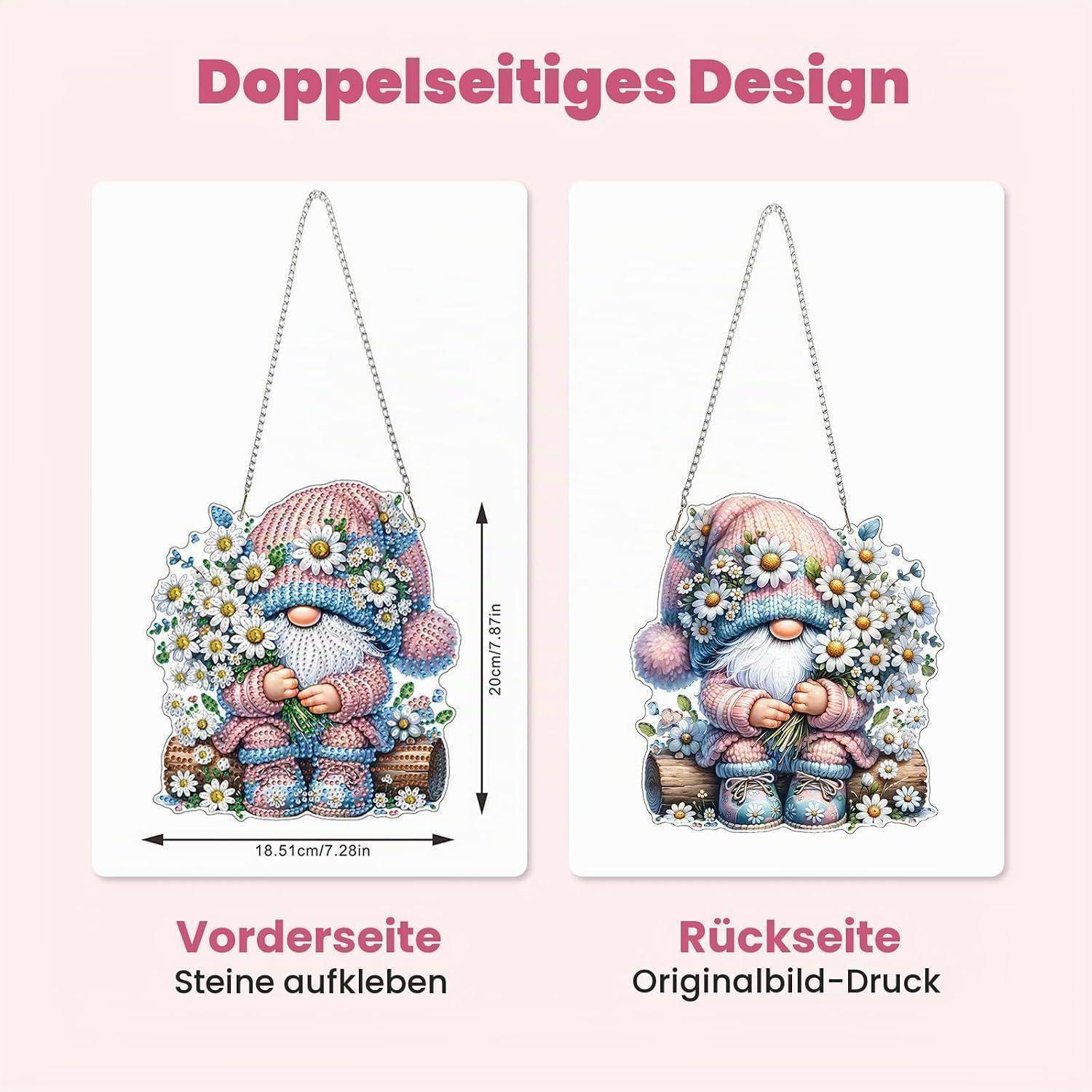 Produktgrafik mit doppelseitiger Gestaltung: Die Vorderseite zeigt „Vorderseite Steine aufkleben