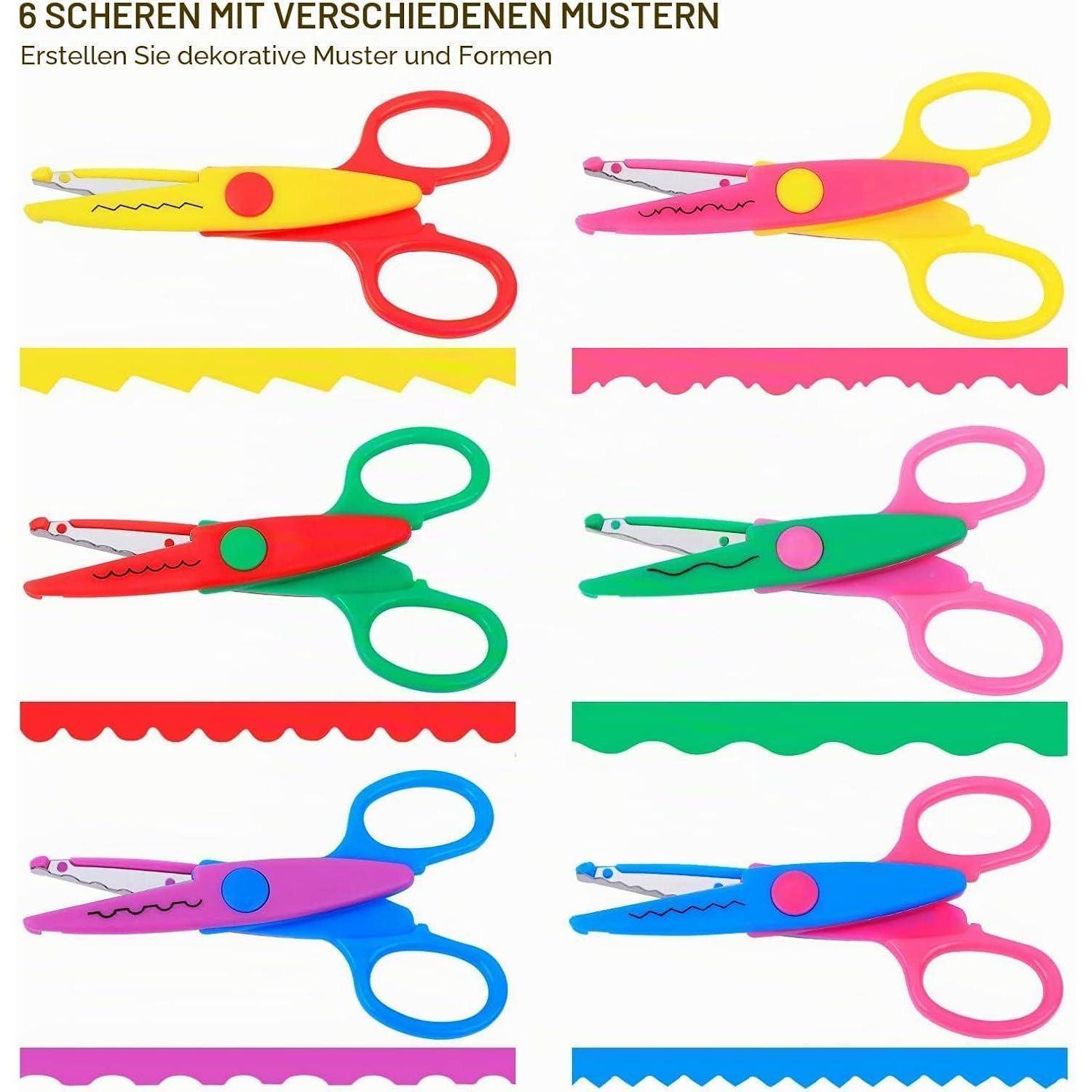 UCEC 6er Bastelschere Set – Zickzack & Welle, für Scrapbooking & DIY | Zickzackschere, Wellenschere, Zick Zack Schere, dekorative Kanten für Papie