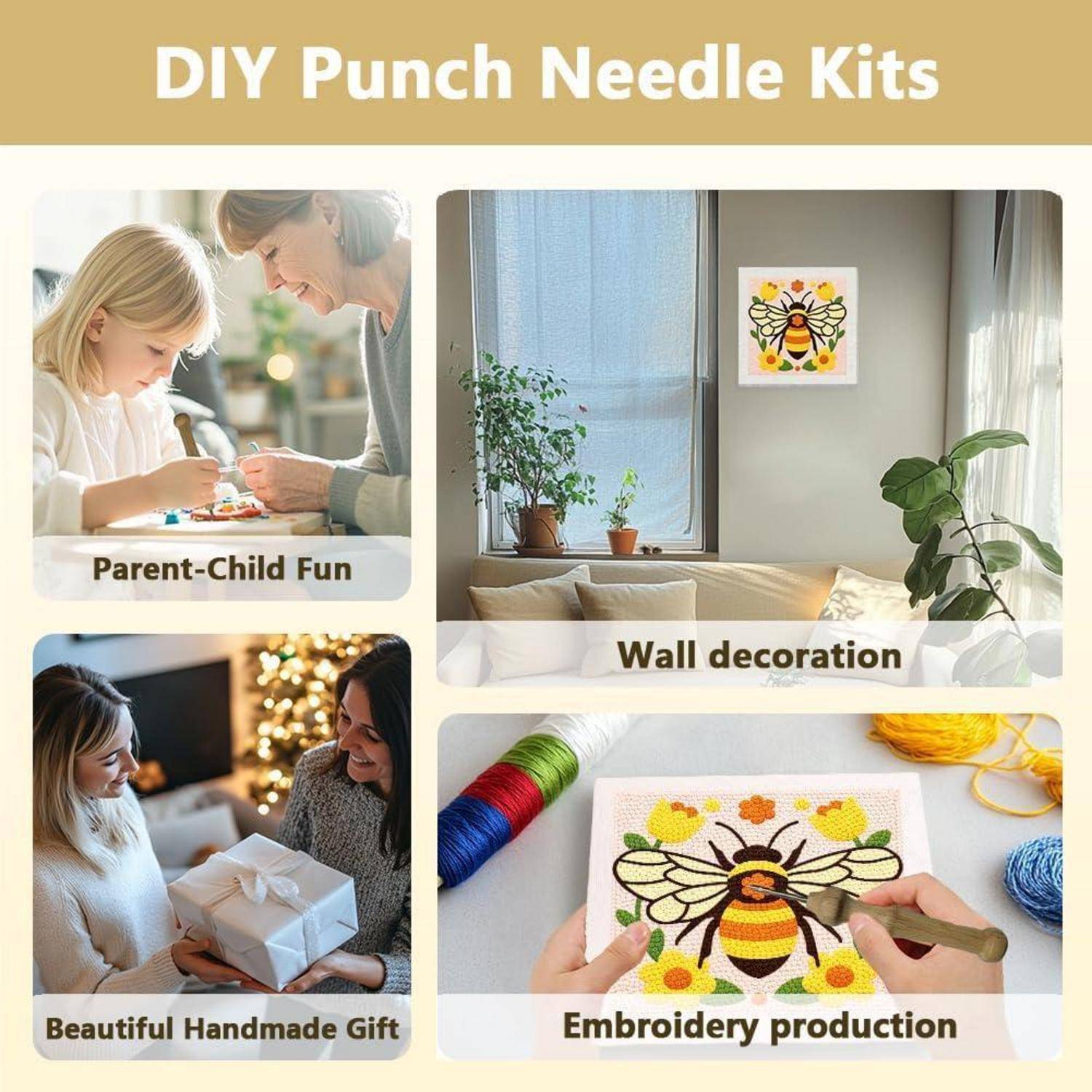 Collage mit dem Titel „DIY-Punch-Needle-Kits