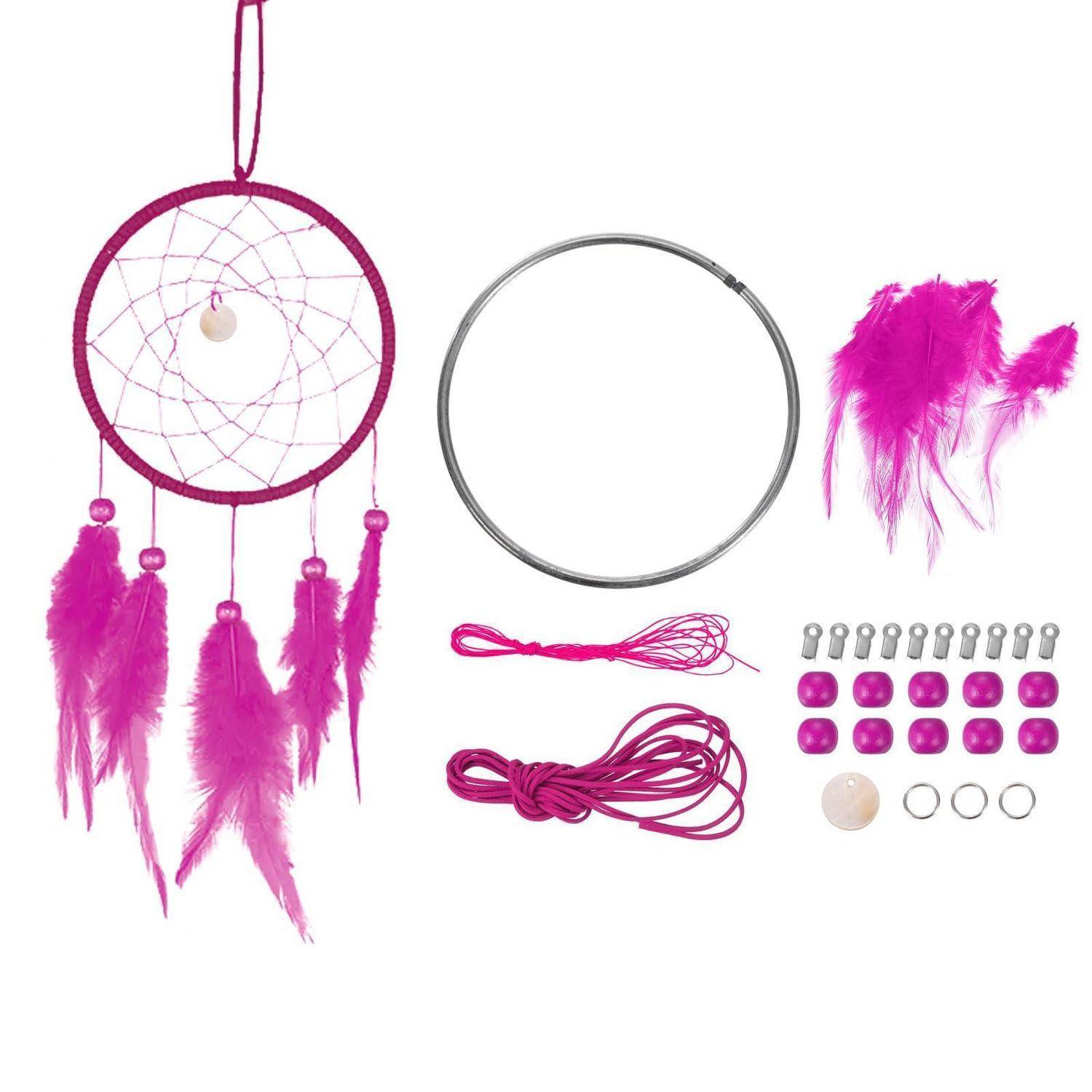 PATIKIL DIY Traumfänger-Set, Herstellung von Traumfänger-Zubehör Wanddekoration Handgemachte Traumfänger-Kits für Anfänger Stil 3, Rosarot