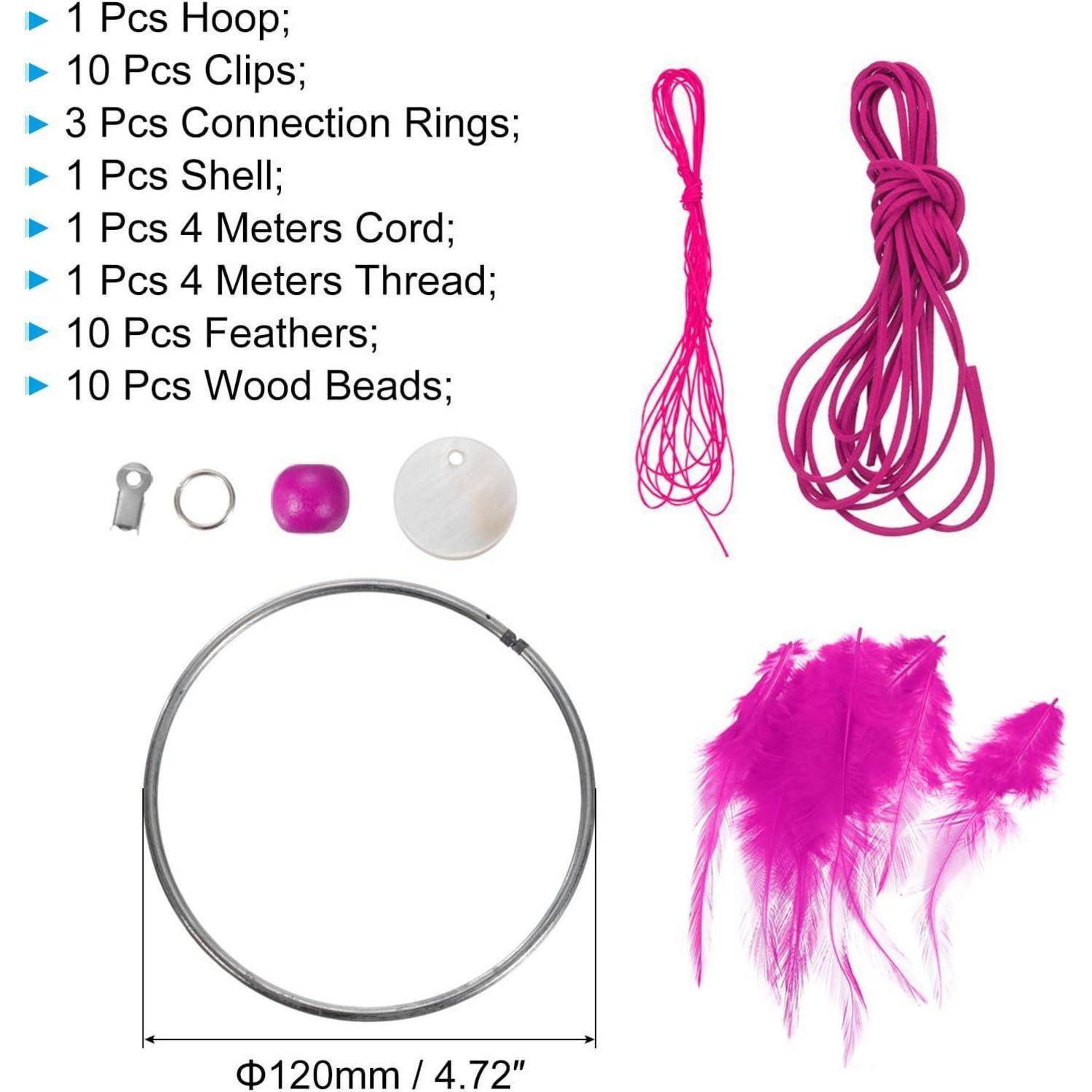 PATIKIL DIY Traumfänger-Set, Herstellung von Traumfänger-Zubehör Wanddekoration Handgemachte Traumfänger-Kits für Anfänger Stil 3, Rosarot