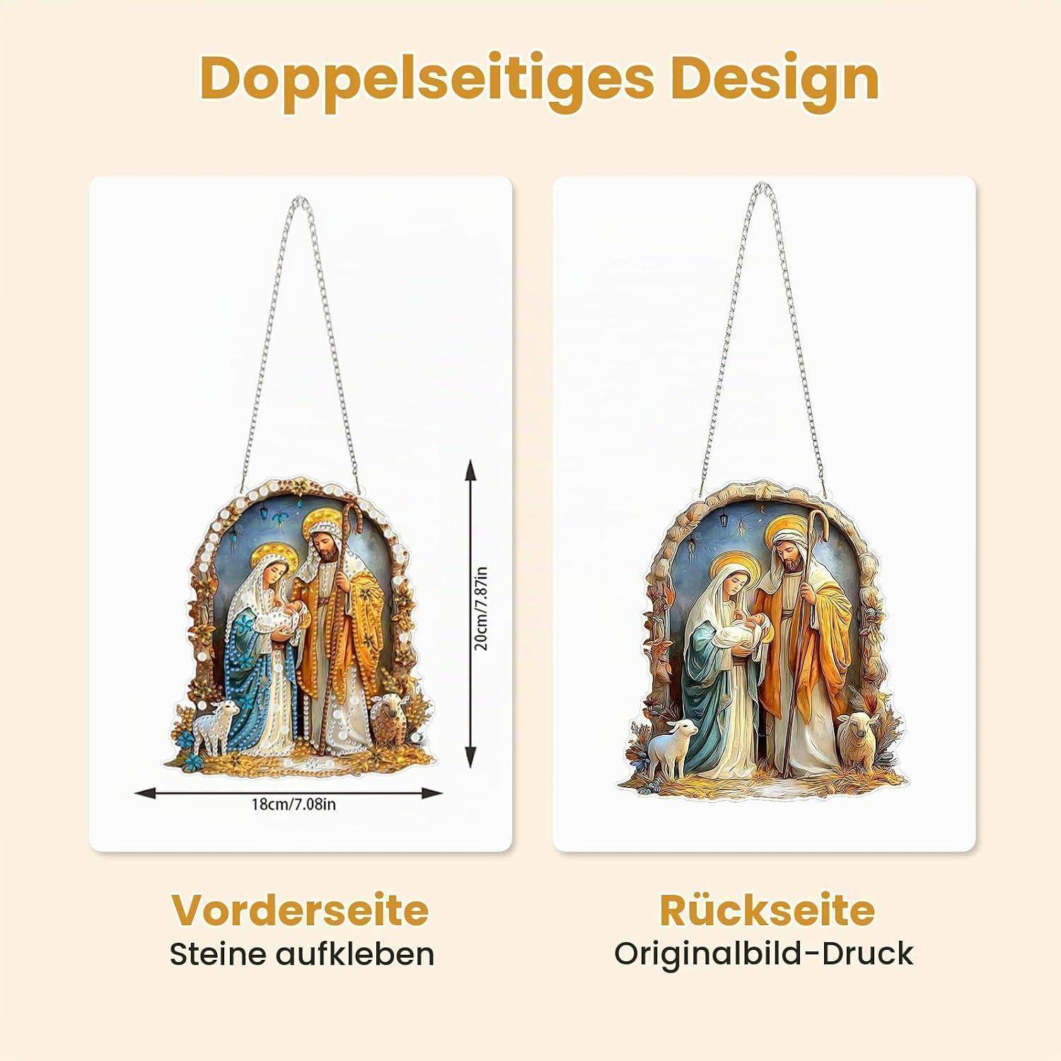 MXJSUA Diamond Painting Anhänger mit Kette Erwachsene, Diamant Painting Fensterbilder Hängende Ornament Bastelset Set für Wand Und Eingang Decor 20