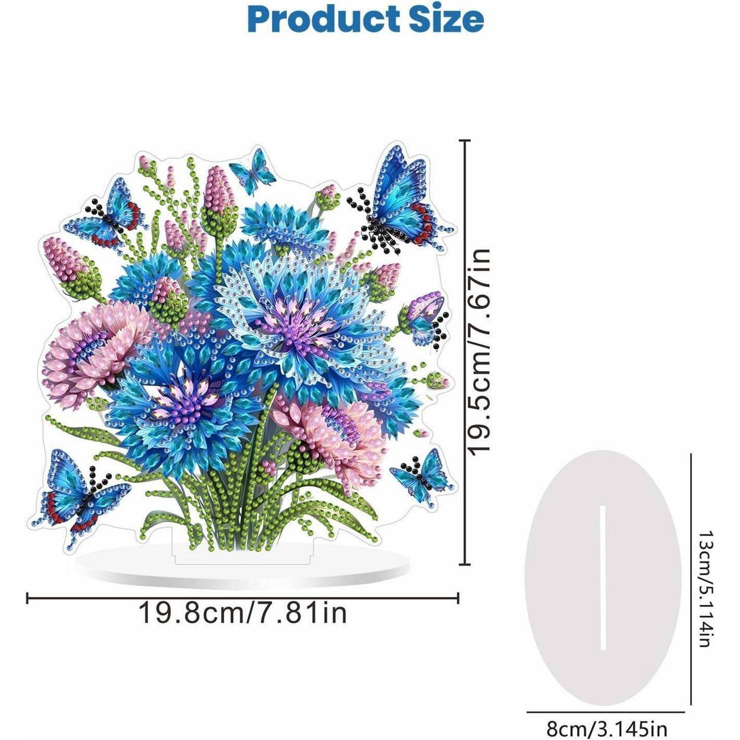 MOGTAA 5D Diamond Painting Blume Landschaft Desktop Deko Kinder Erwachsene, Diamond Painting Tisch Deko Set, DIY Schmetterling Diamant Painting