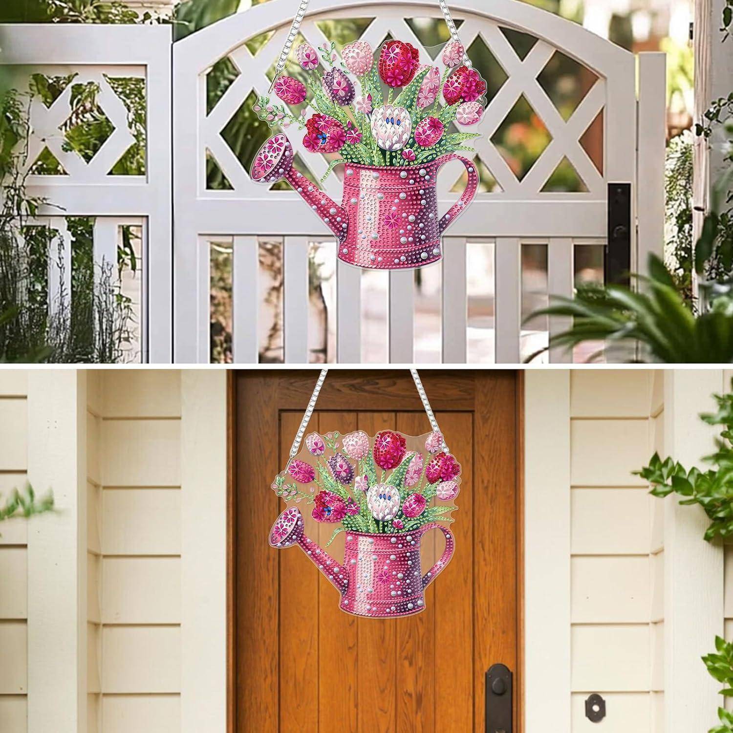 MXJSUA Tulpe Diamond Painting Anhänger für Erwachsene, Diamond Painting Fensterbilder für Adults, Bastelset Kreativ Set Hängend Ornament Geschenke