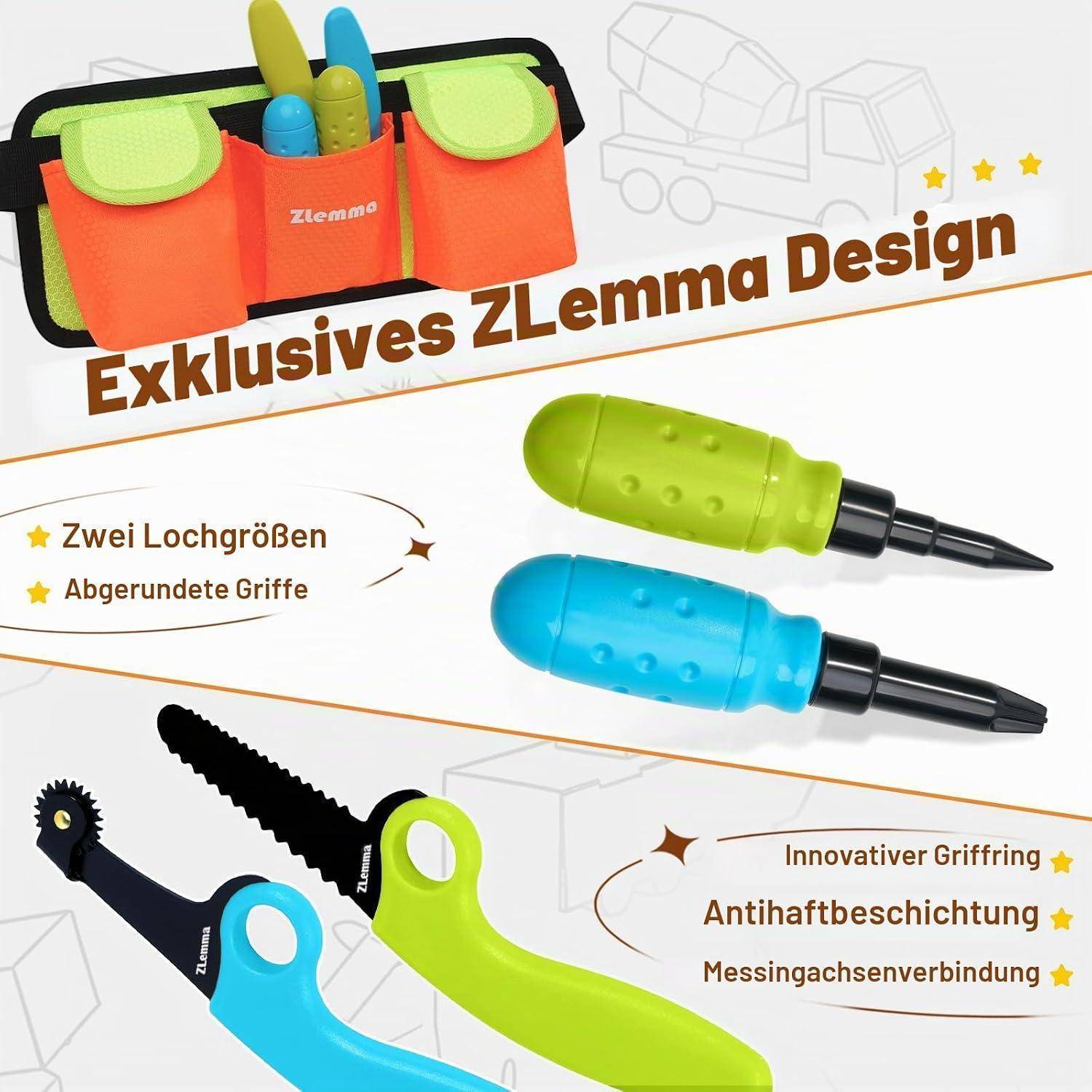 Karton-Baukasten mit Werkzeugen für Kinder – 3D Bastelset mit Sicherheitsringen, Schrauben & Muttern, Scharnieren, Werkzeug-Set & Anleitung (258 St