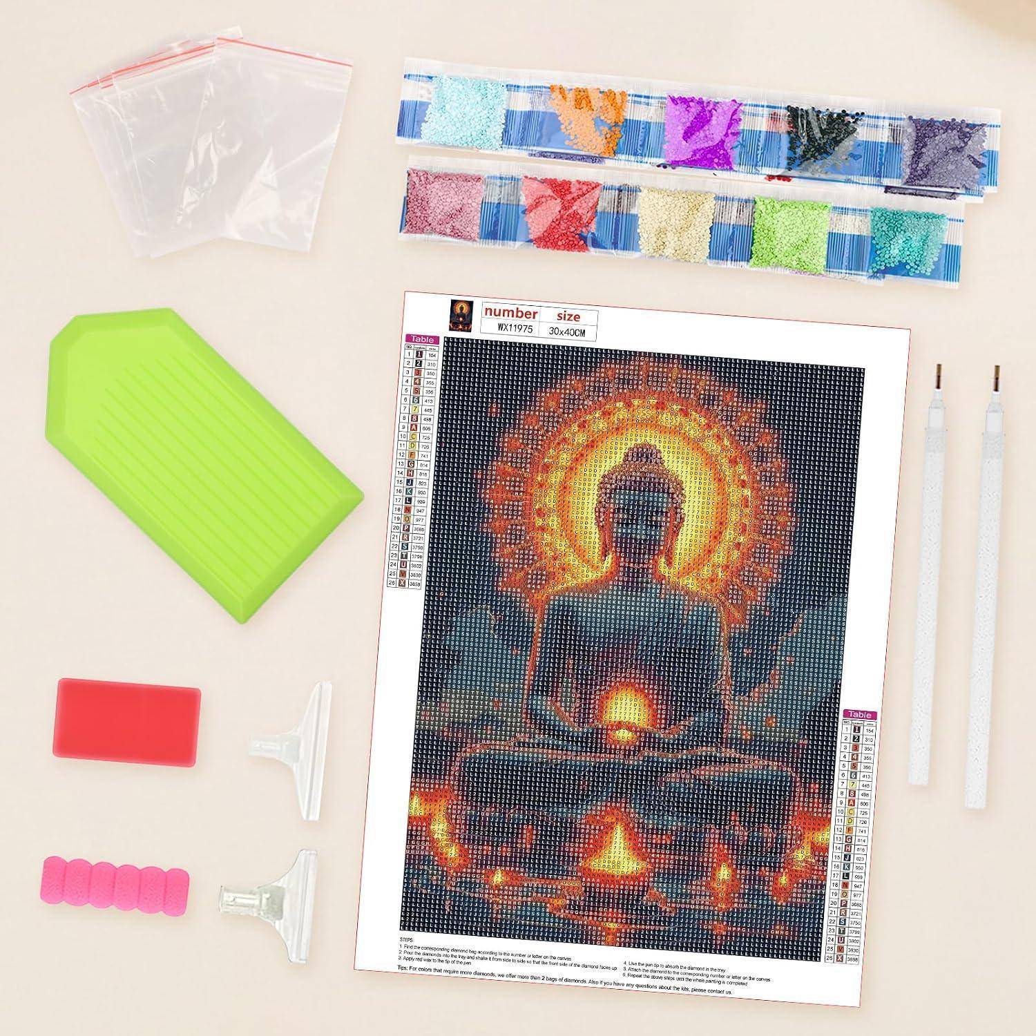 AIRDEA Buddha-Lotus Diamond Painting Erwachsene, Sternennacht Diamant Painting Bilder, DIY 5D Bastelset Erwachsene Frauen als Haus Wanddeko 30x40