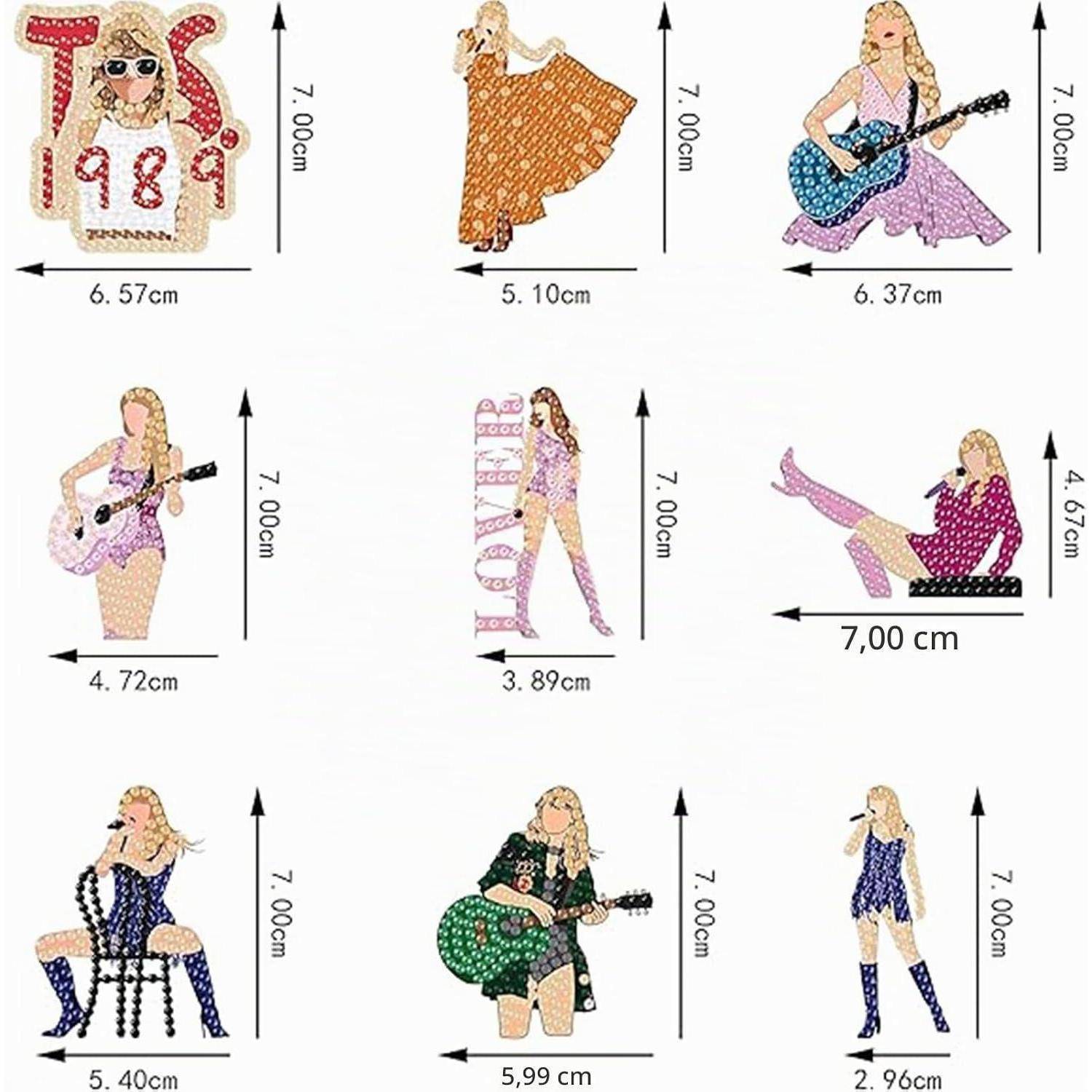 Ljevandria Diamond Painting Schlüsselanhänger Kit 9CPS, Diamond Art Doppelseitige 5D Diamont Painting Anhänger Basteln Geschenke für Freunde Taylo