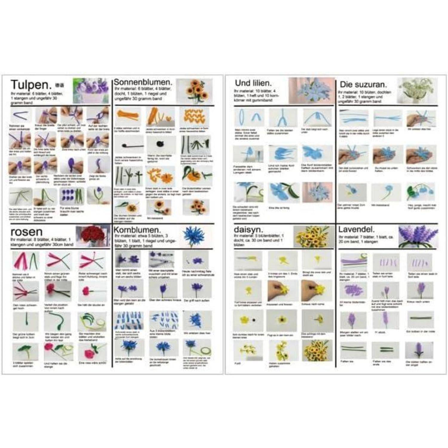 400 StückPfeifenreiniger zum Basteln - Premium Bastelset für Pfeifenreiniger Blumen in 5 Farben DIY BlumensträußePfeifenputzer Zum Basteln Kreativ