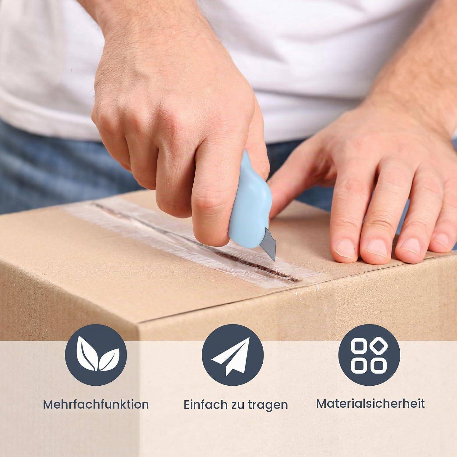 JIANTA Mini Cuttermesser, Paketöffner Utility, kleines Universalmesser | Tragbares Brieföffner mit Schlüsselanhänger, Box Cutter für Pappe, Papie