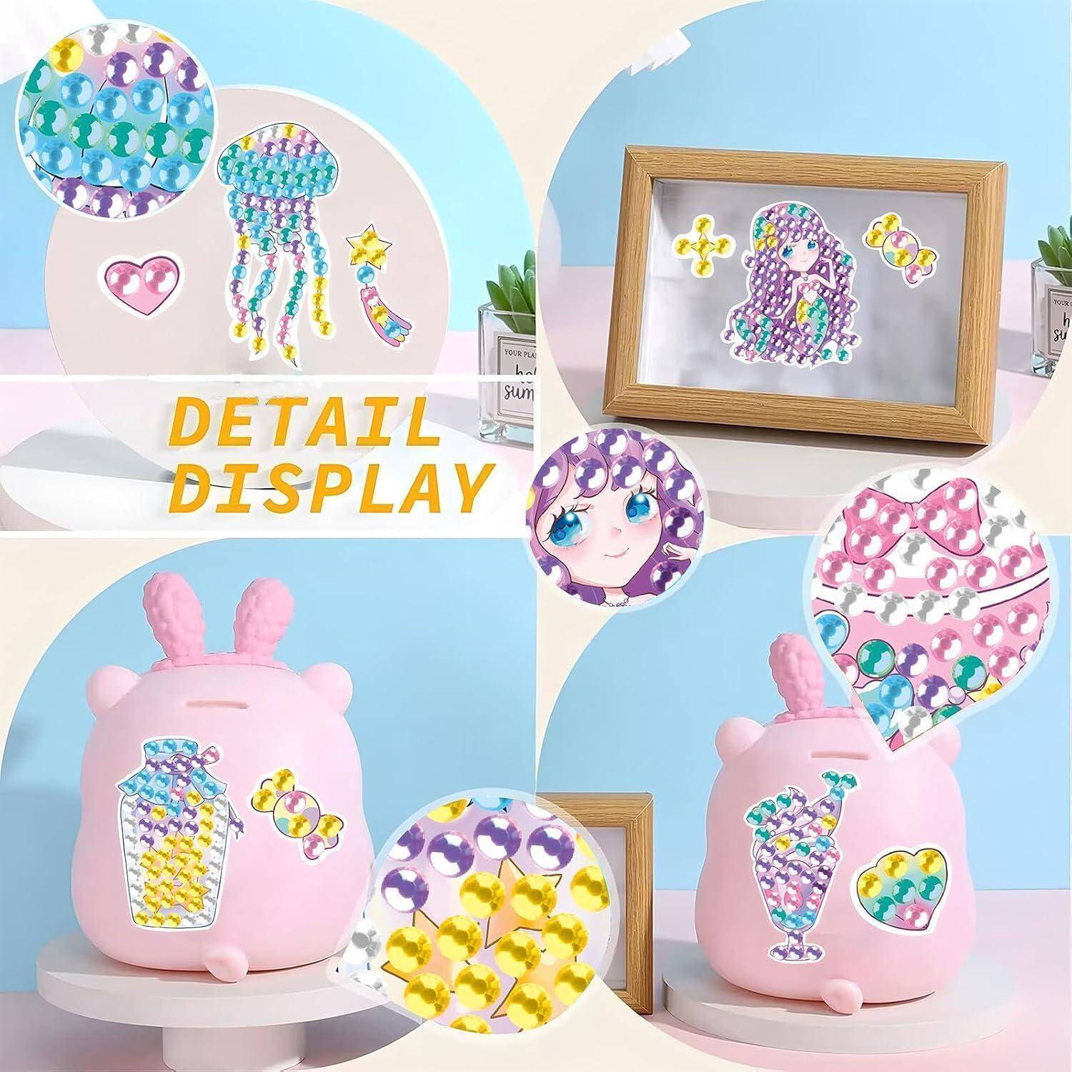 Viicoor Diamond Painting Set für Kinder und Erwachsene, 5D Diamant Malerei Kit, DIY Bastelset mit Aufklebern (Meerjungfrau-33P)