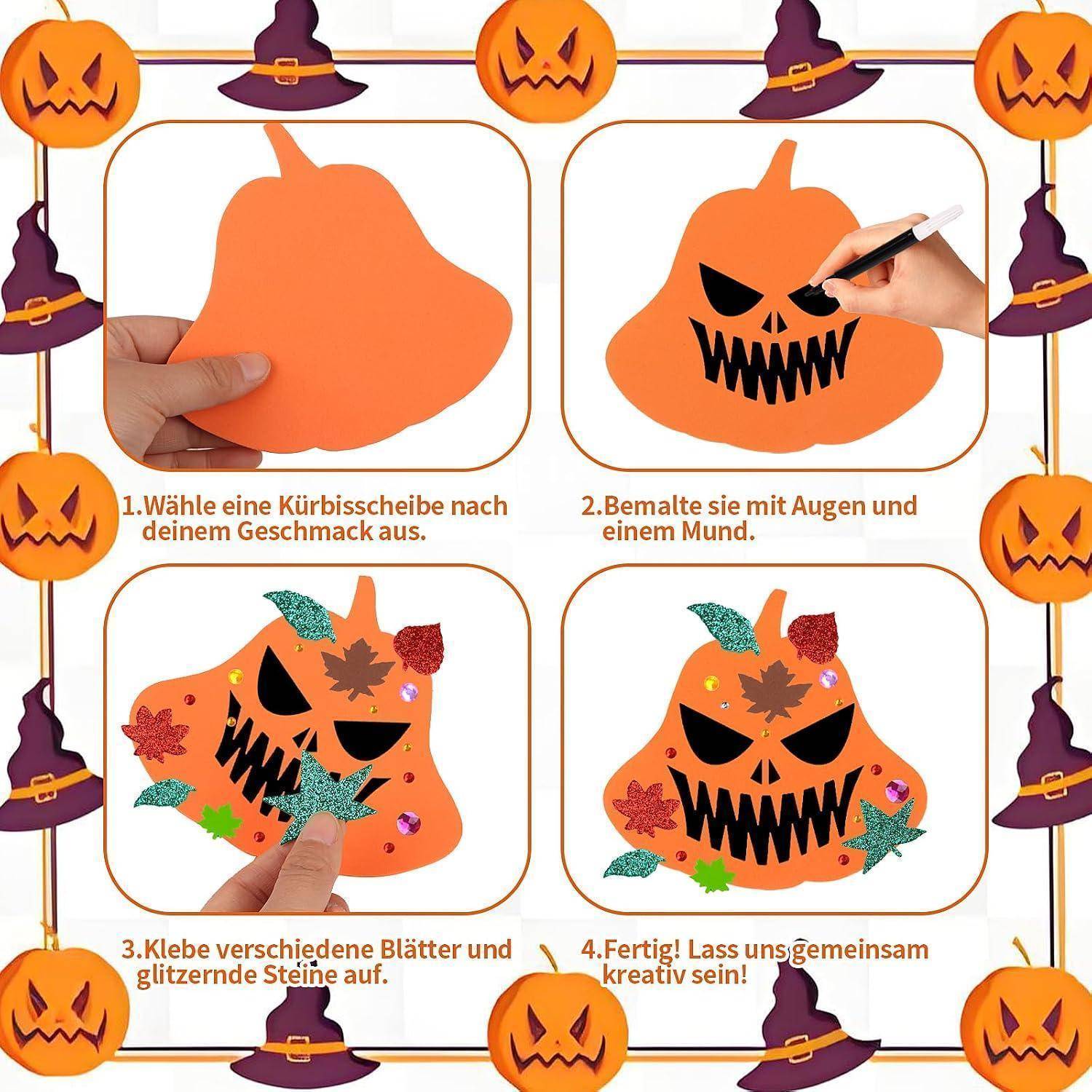 JOFONY 76 Stück Halloween Kürbis Bastelset, Herbst Basteln Kinder DIY, kürbisse zum bemalen für Herbst und Halloween Dekorieren Kürbis Schaum DIY
