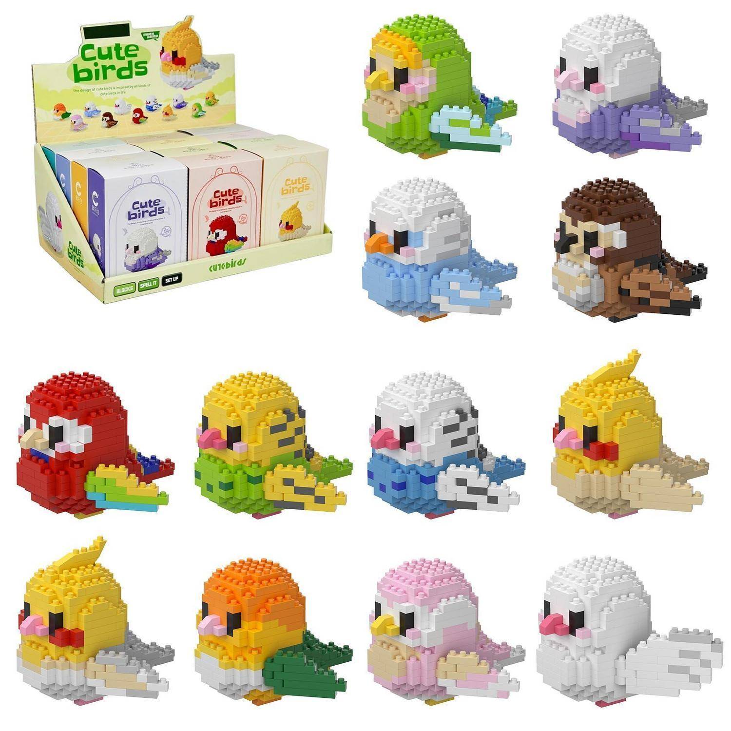 LULUFUN Vogel-Bausteine-Set, Papagei-Mini-Bausteine Lernspielzeug für Geburtstagsfeiern, Dekoration für Zuhause und Büro, Geschenk für Erwachsene